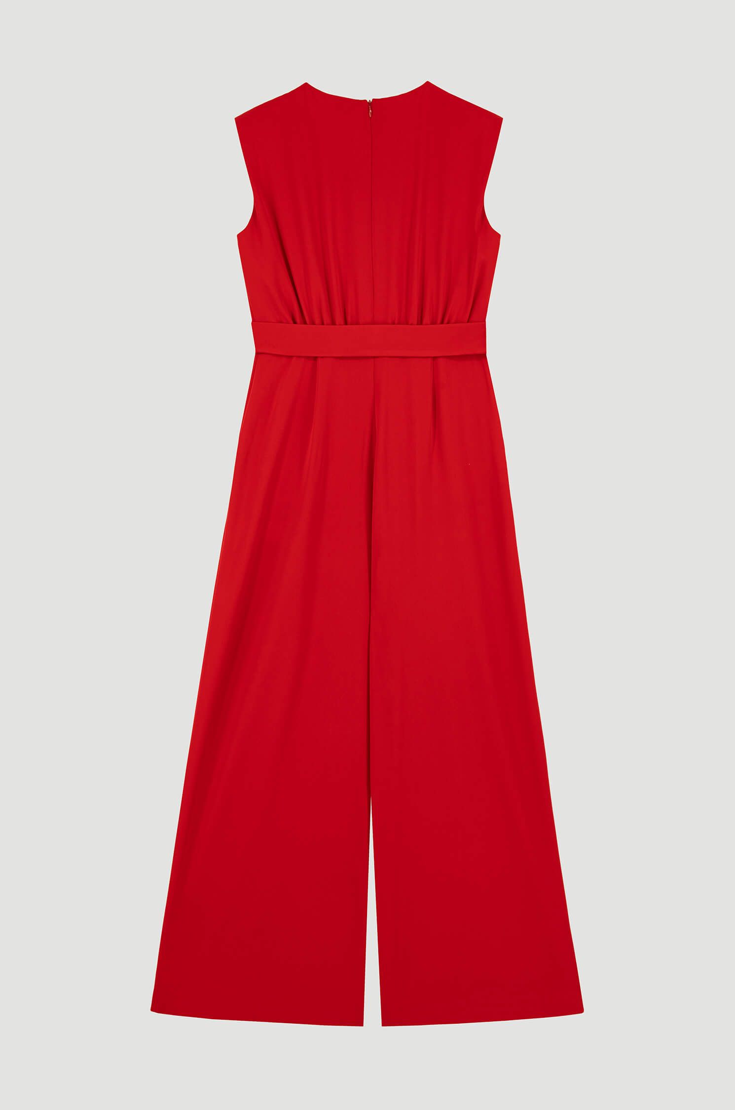 Czerwony kombinezon z szeroką nogawką Solar Obraz 4