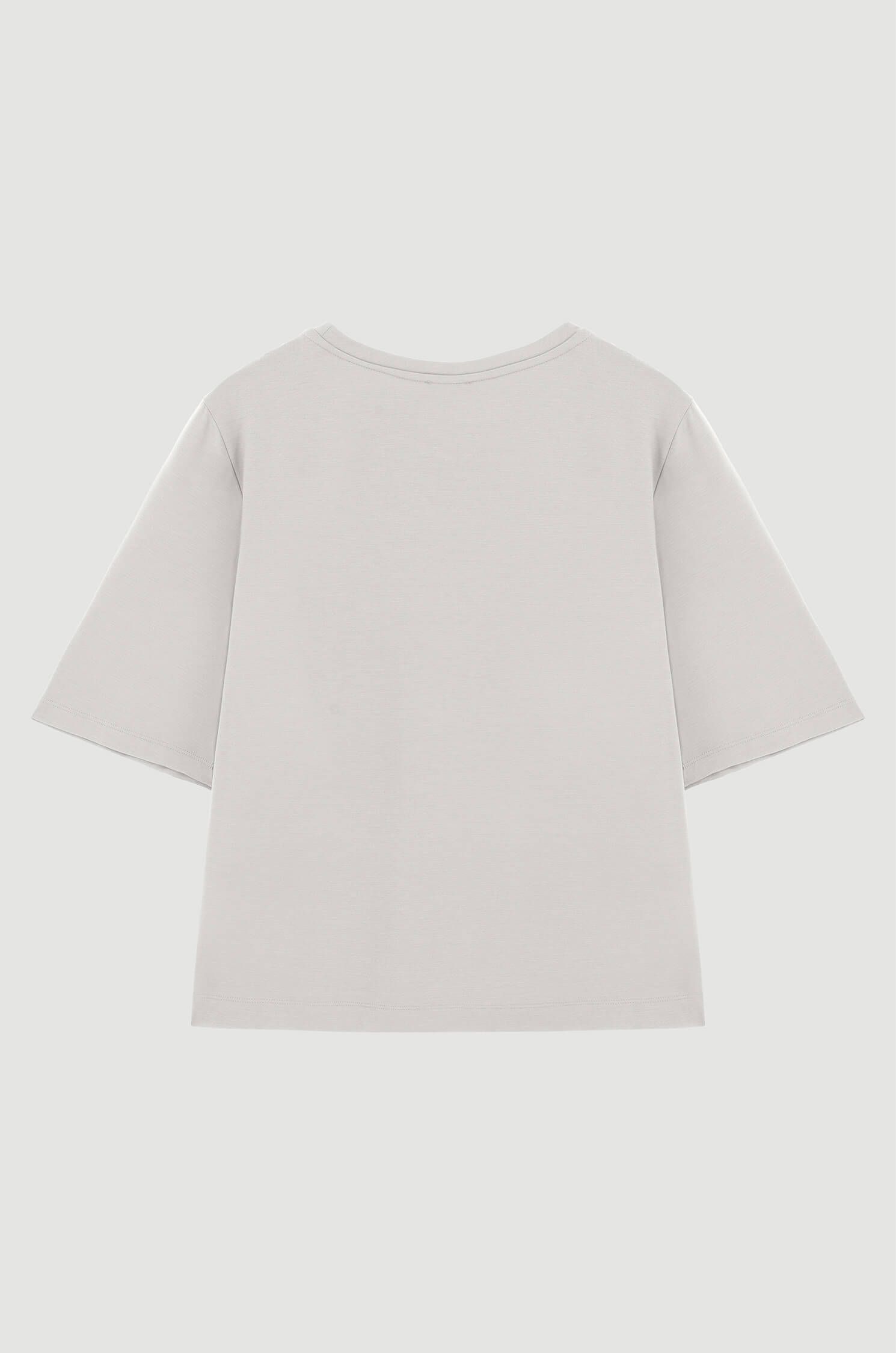 Beżowa bluzka z krótkim rękawem Solar Obraz 2