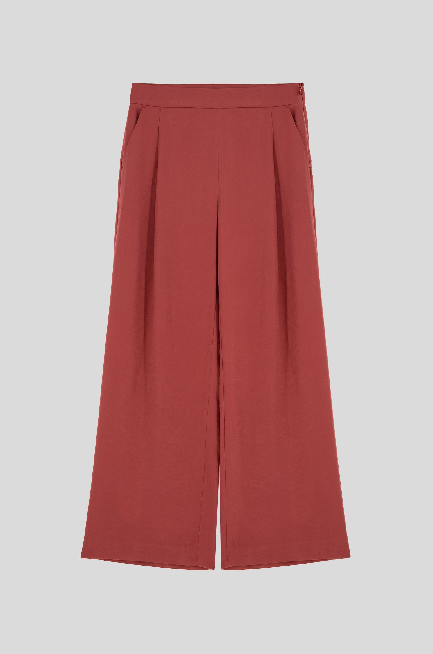 Terakotowe spodnie z szeroką nogawką Solar Obraz 2