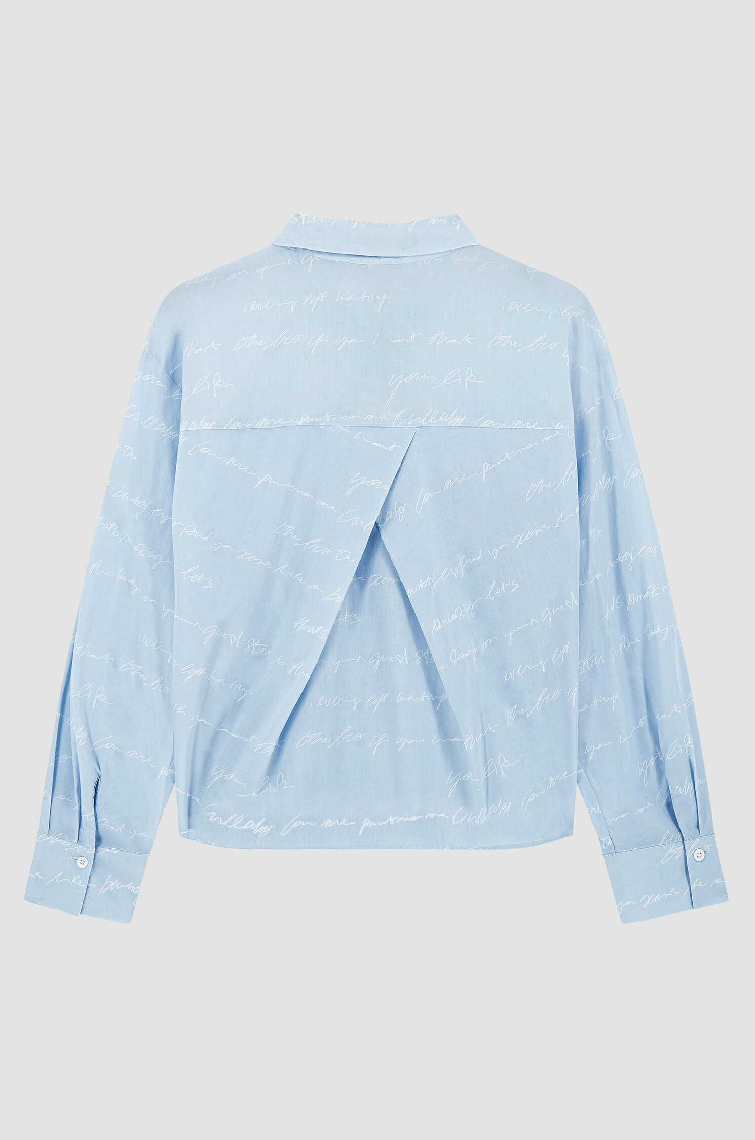 Błękitna koszula z bawełny z białym nadrukiem Solar Obraz 5