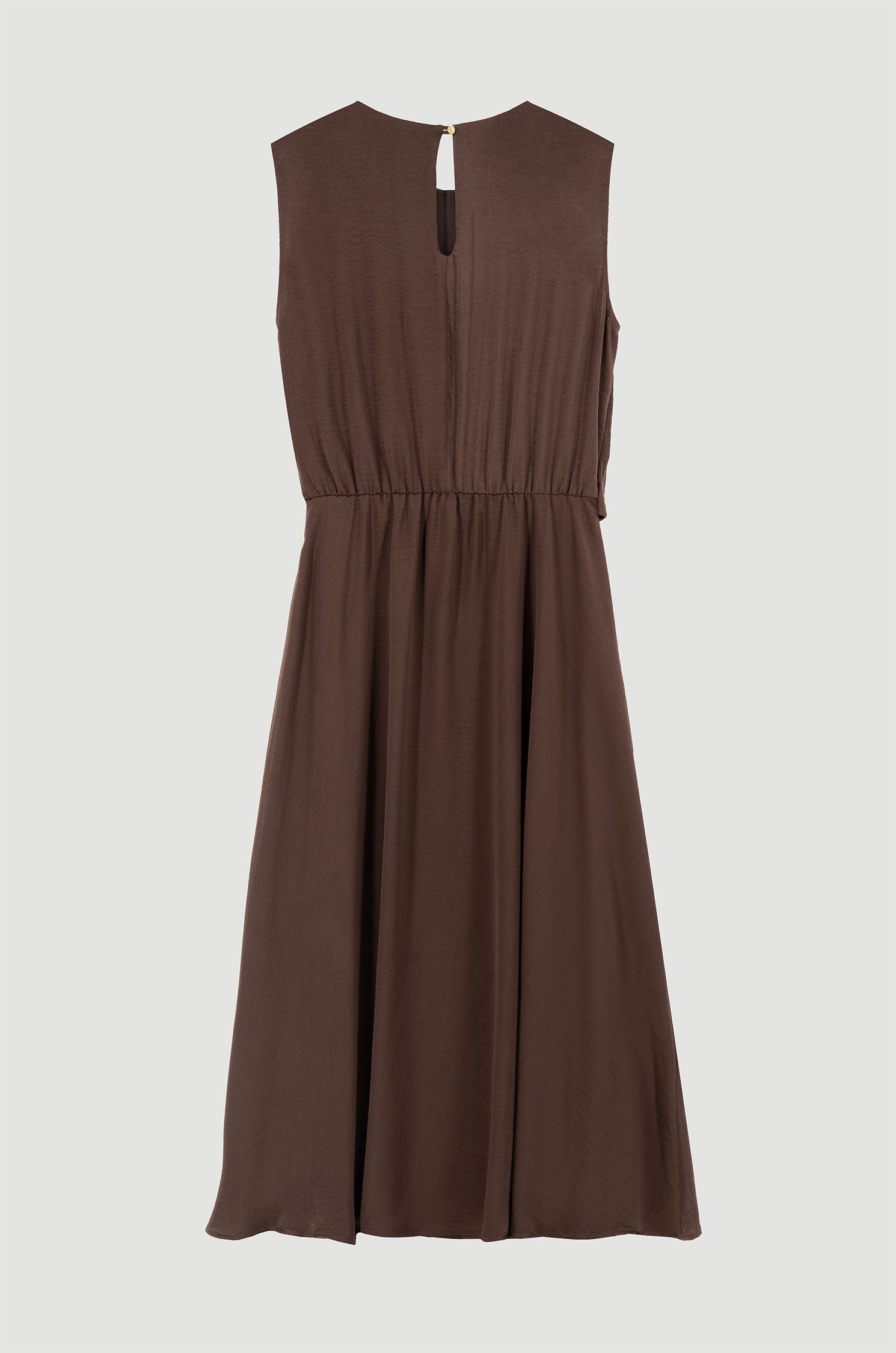 Drapowana brązowa sukienka Solar Obraz 5