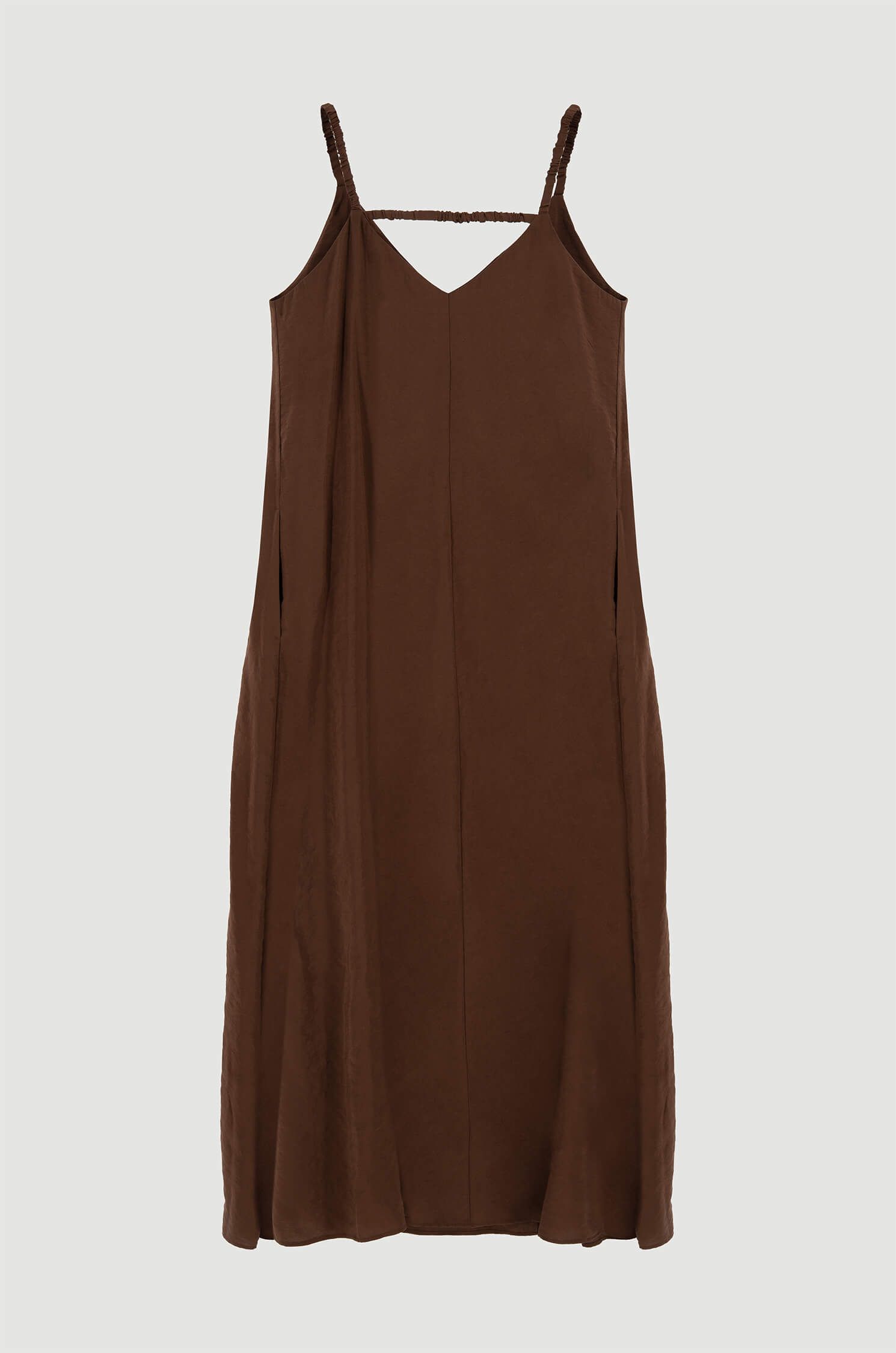 Brązowa sukienka na ramiączkach Solar Obraz 6