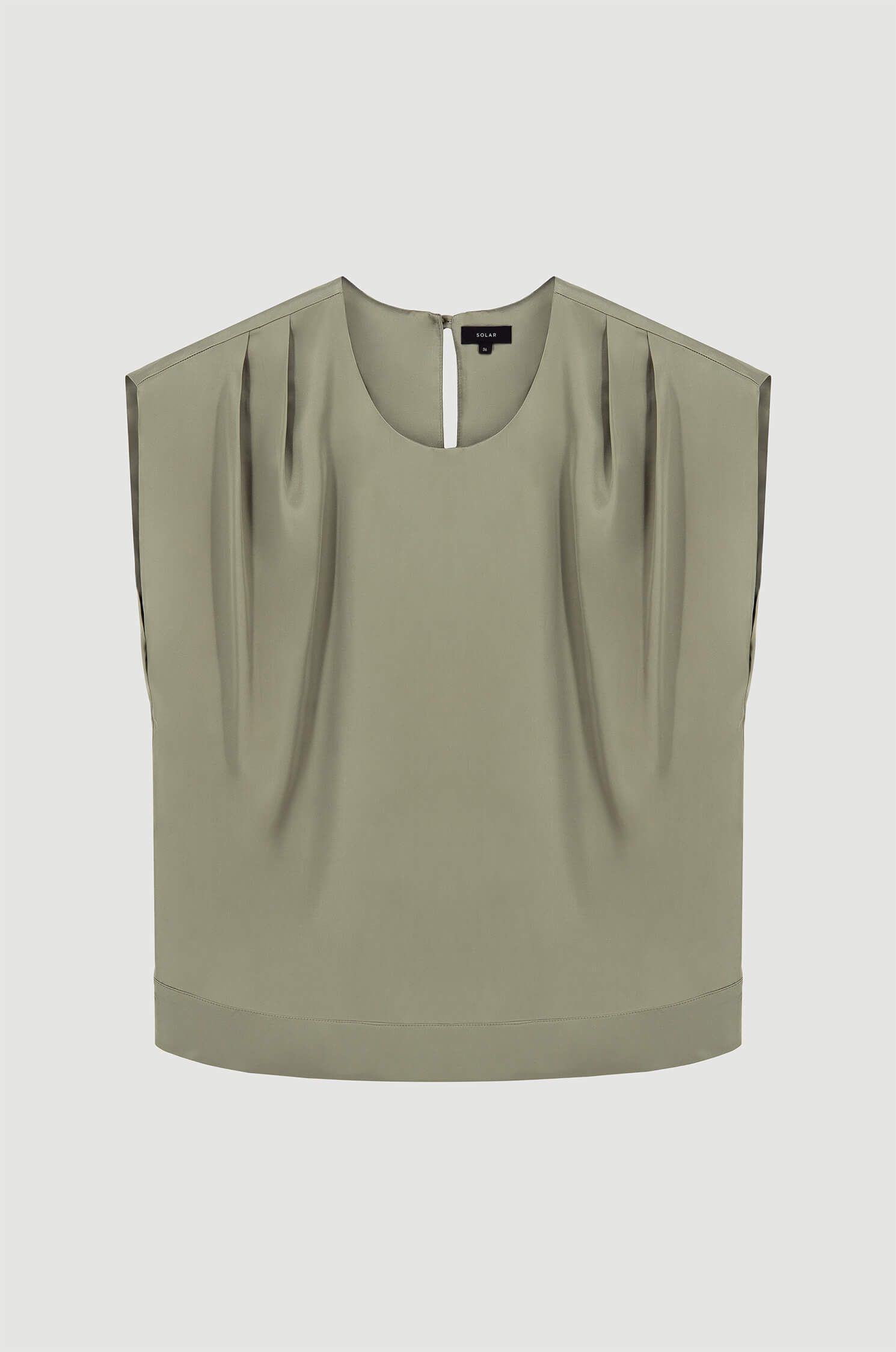 Satynowa bluzka w jasnym odcieniu khaki Solar Obraz 4