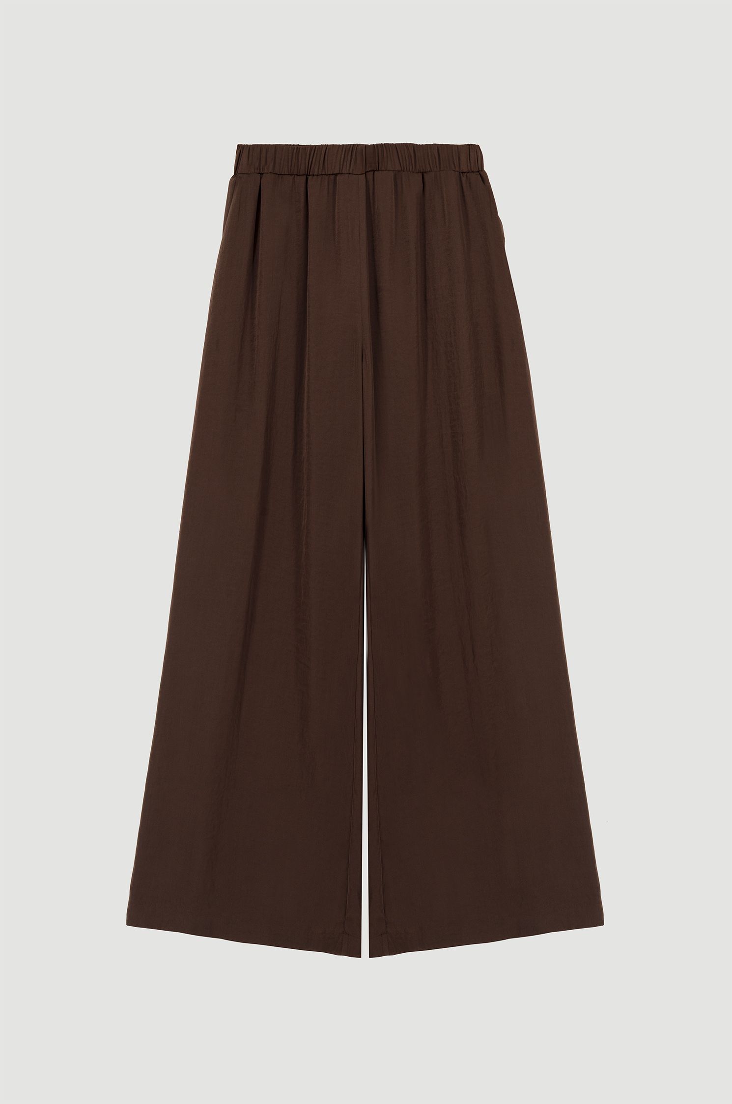 Brązowe spodnie wide leg Solar Obraz 4