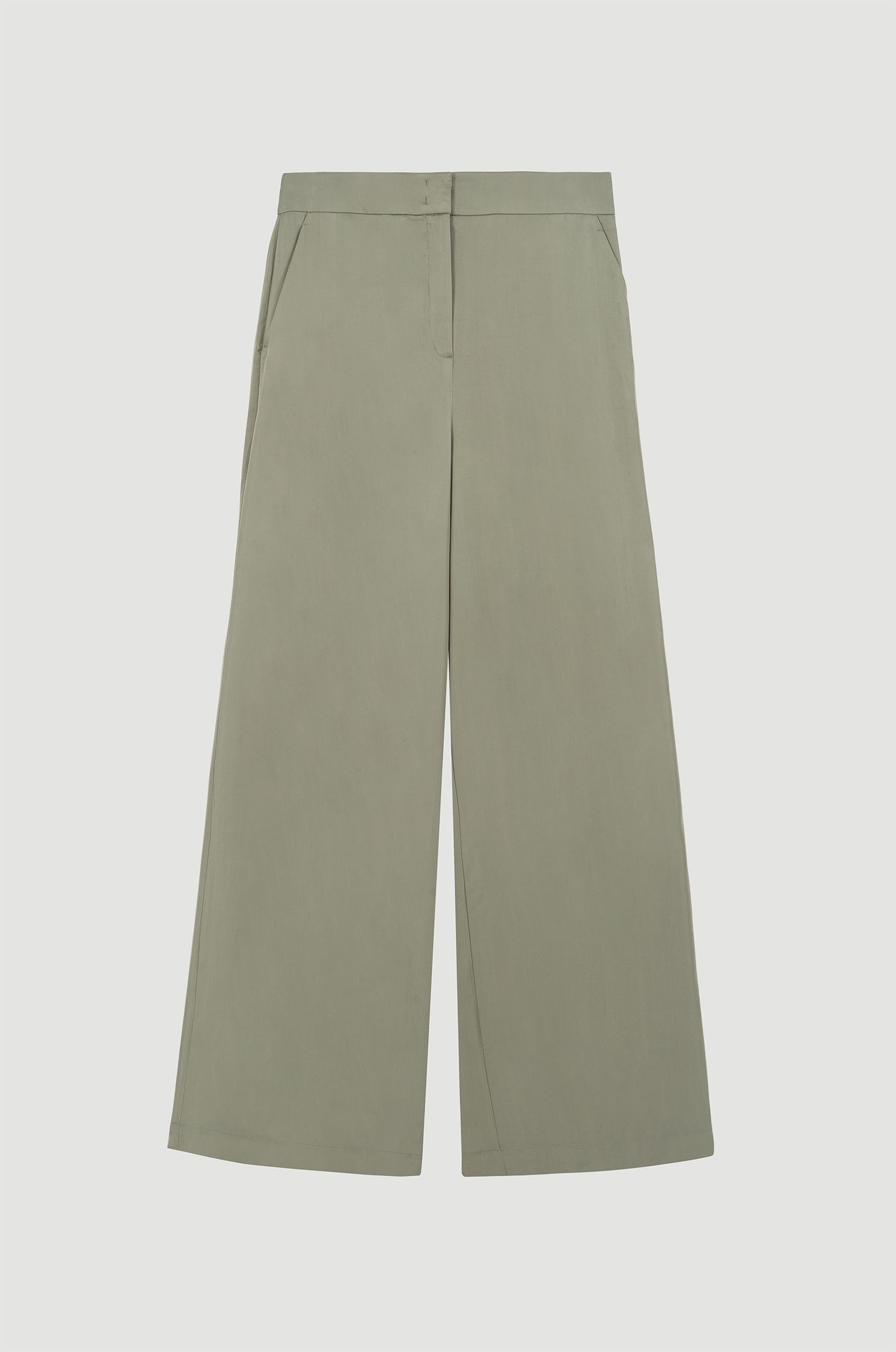 Satynowe spodnie w jasnym odcieniu khaki Solar Obraz 4