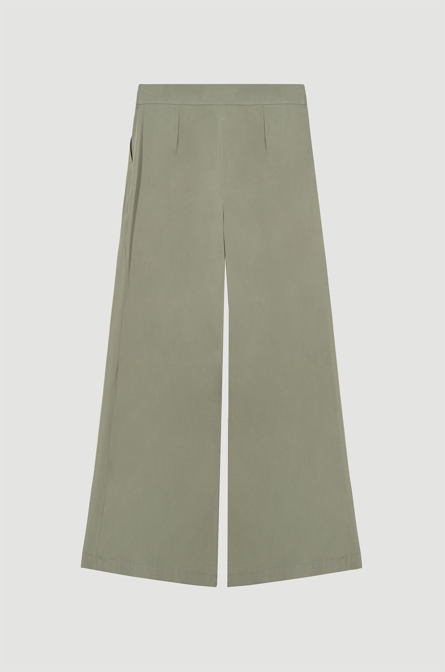 Satynowe spodnie w jasnym odcieniu khaki Solar Obraz 5