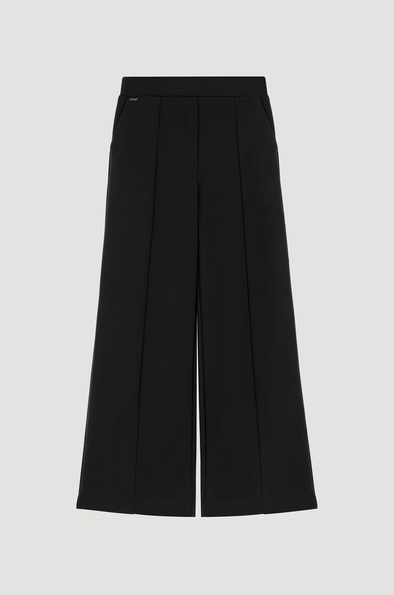 Czarne spodnie z dzianiny Solar Obraz 4