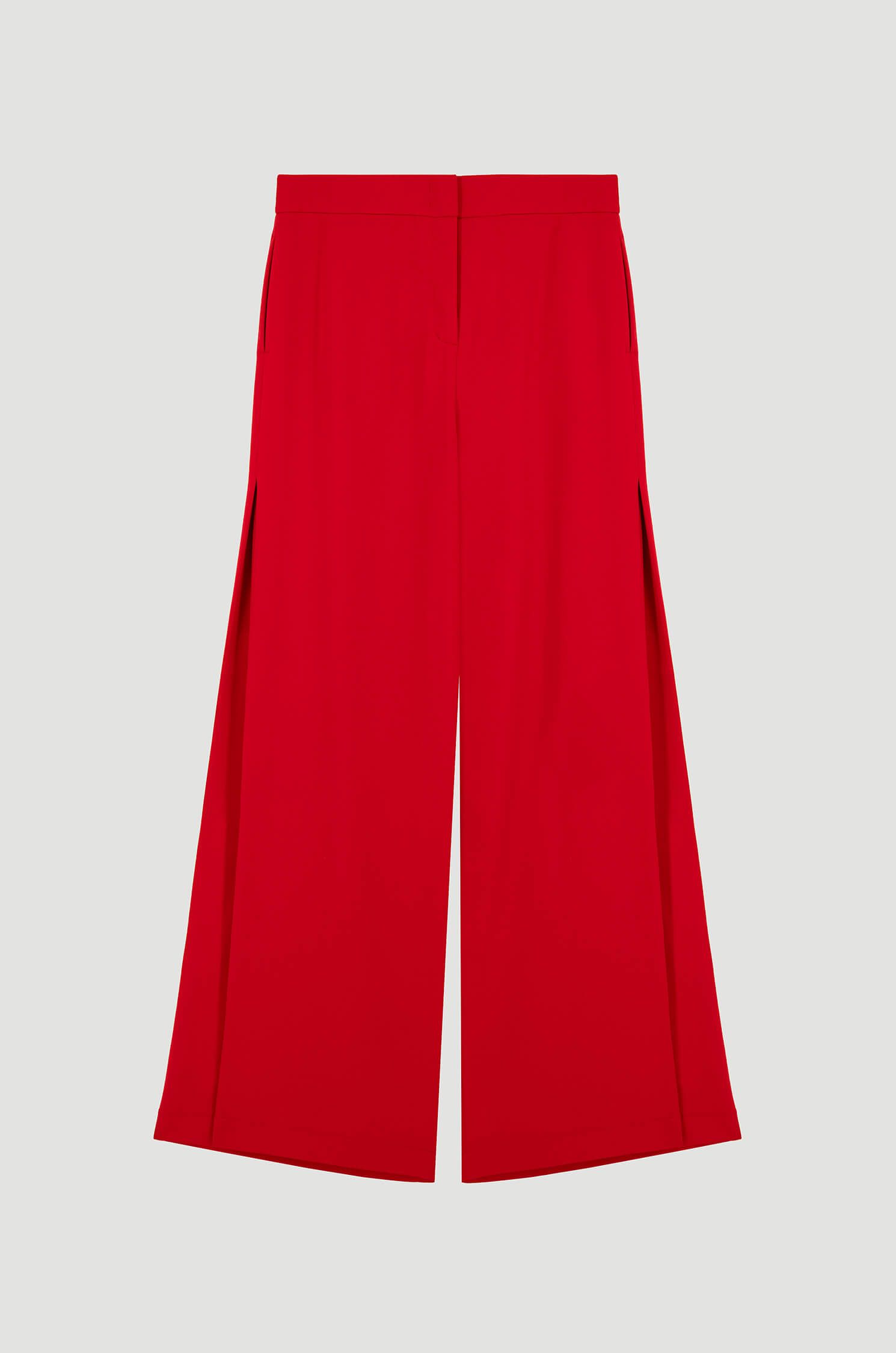 Czerwone spodnie wide leg Solar Obraz 3