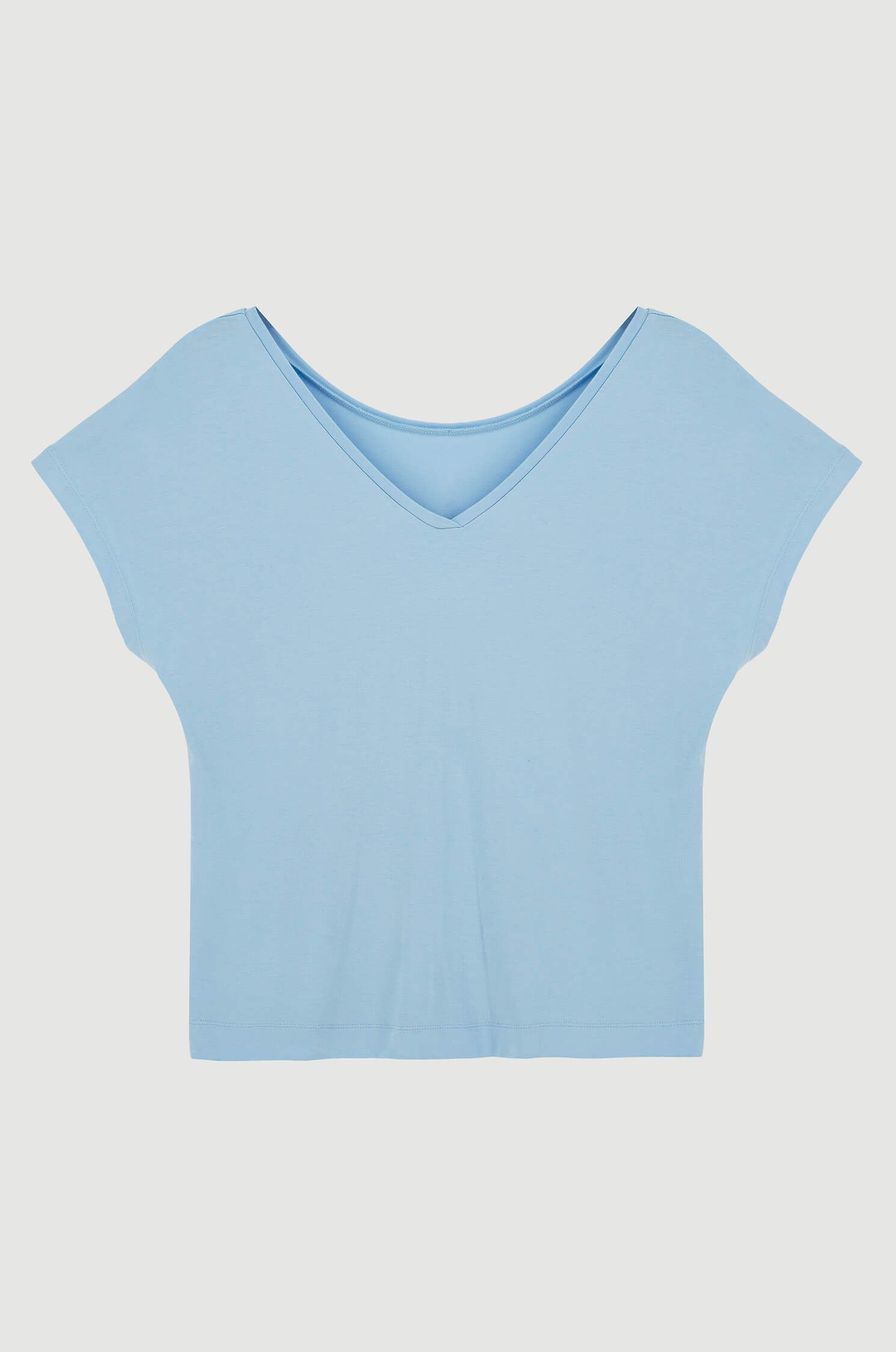 Błękitna bluzka z wiskozy Solar Obraz 4