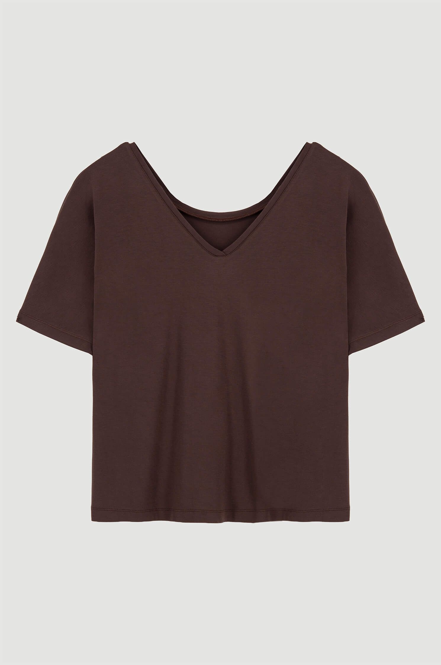 Brązowa bluzka z wiskozy Solar Obraz 4