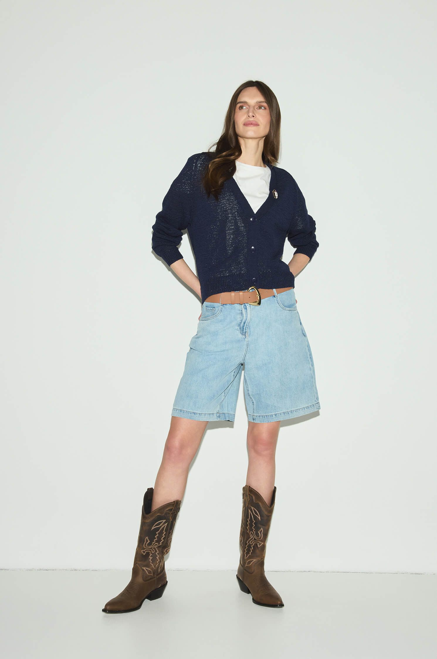 Kardigan z bawełną zapinany na guziki Solar Obraz 2