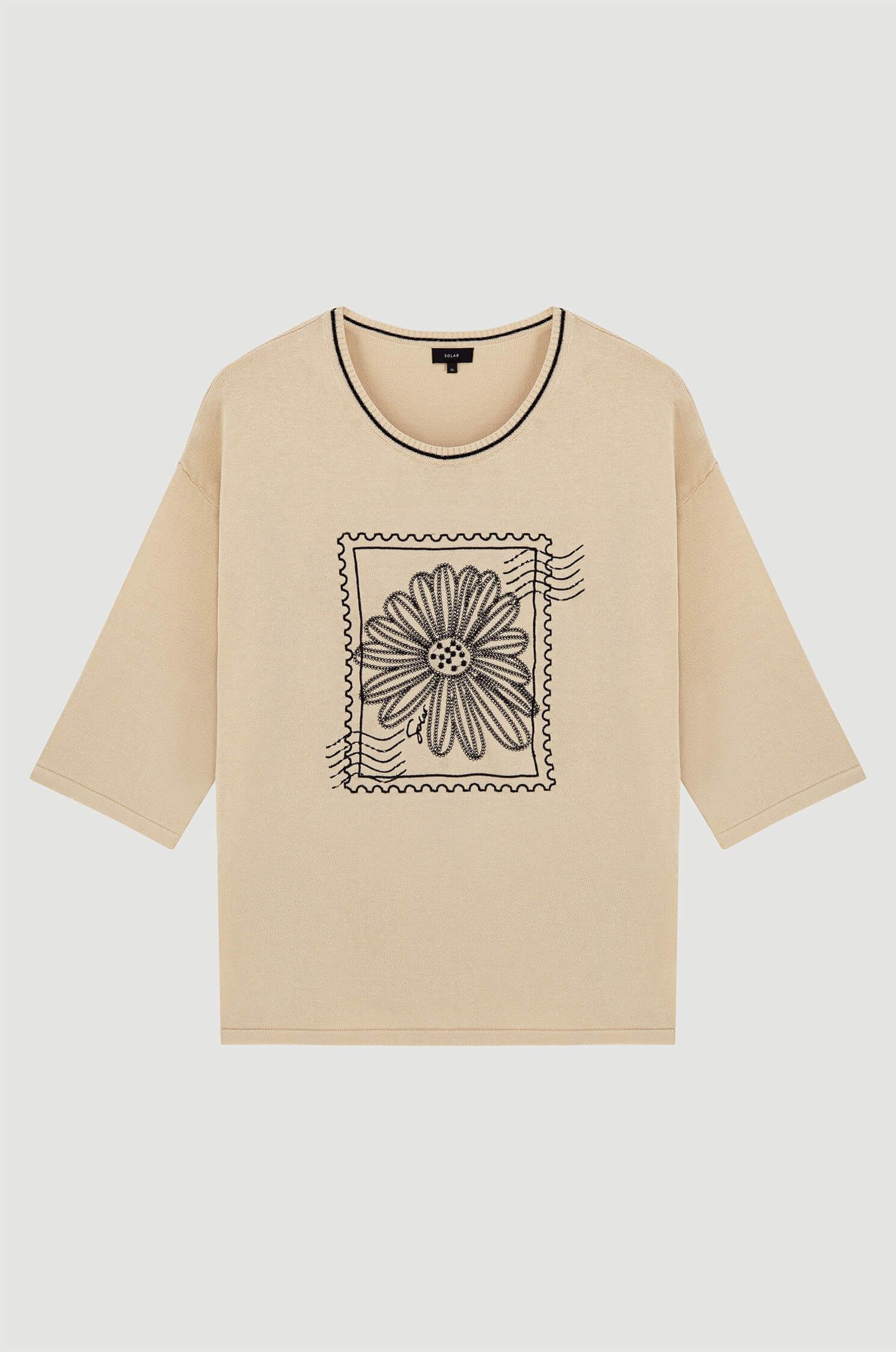 Beżowa bluzka z bawełny i wiskozy Solar Obraz 4