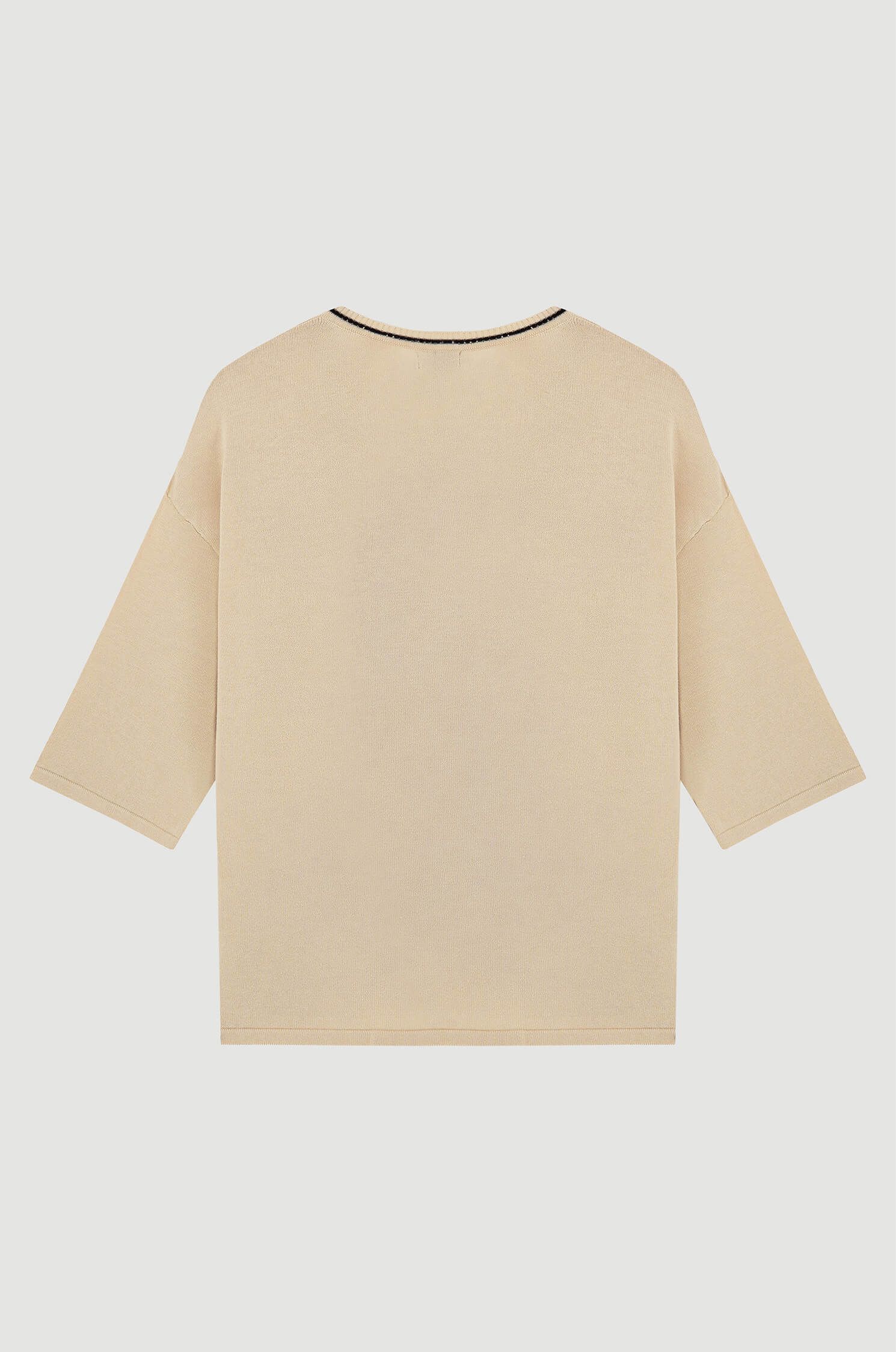 Beżowa bluzka z bawełny i wiskozy Solar Obraz 5