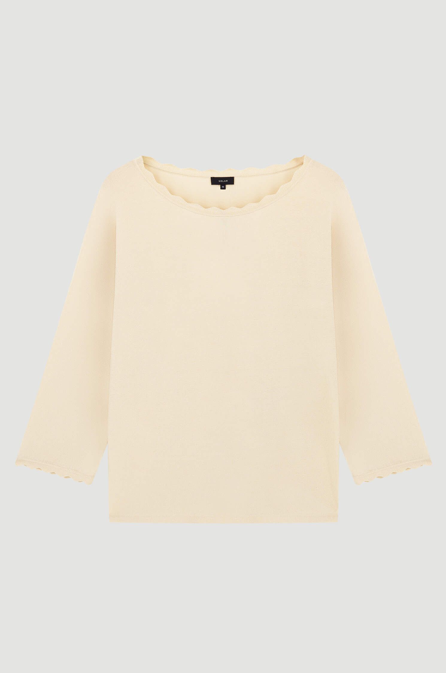 Beżowa bluzka z rękawem 3/4 Solar Obraz 4