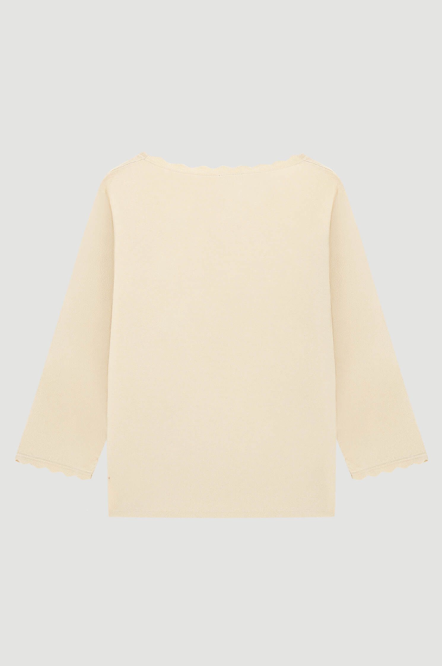 Beżowa bluzka z rękawem 3/4 Solar Obraz 5