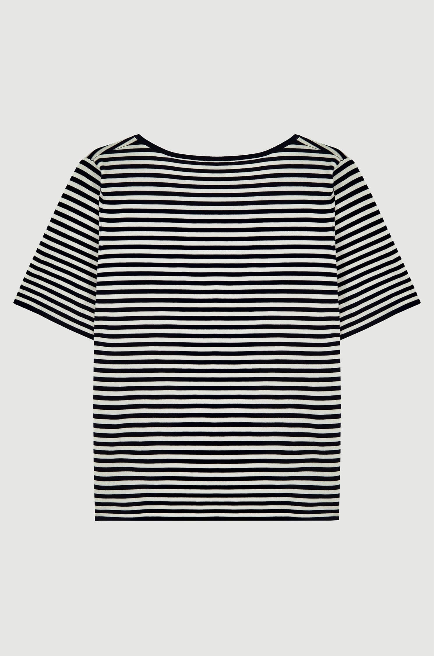 Granatowo-biała bluzka z guzikami Solar Obraz 5