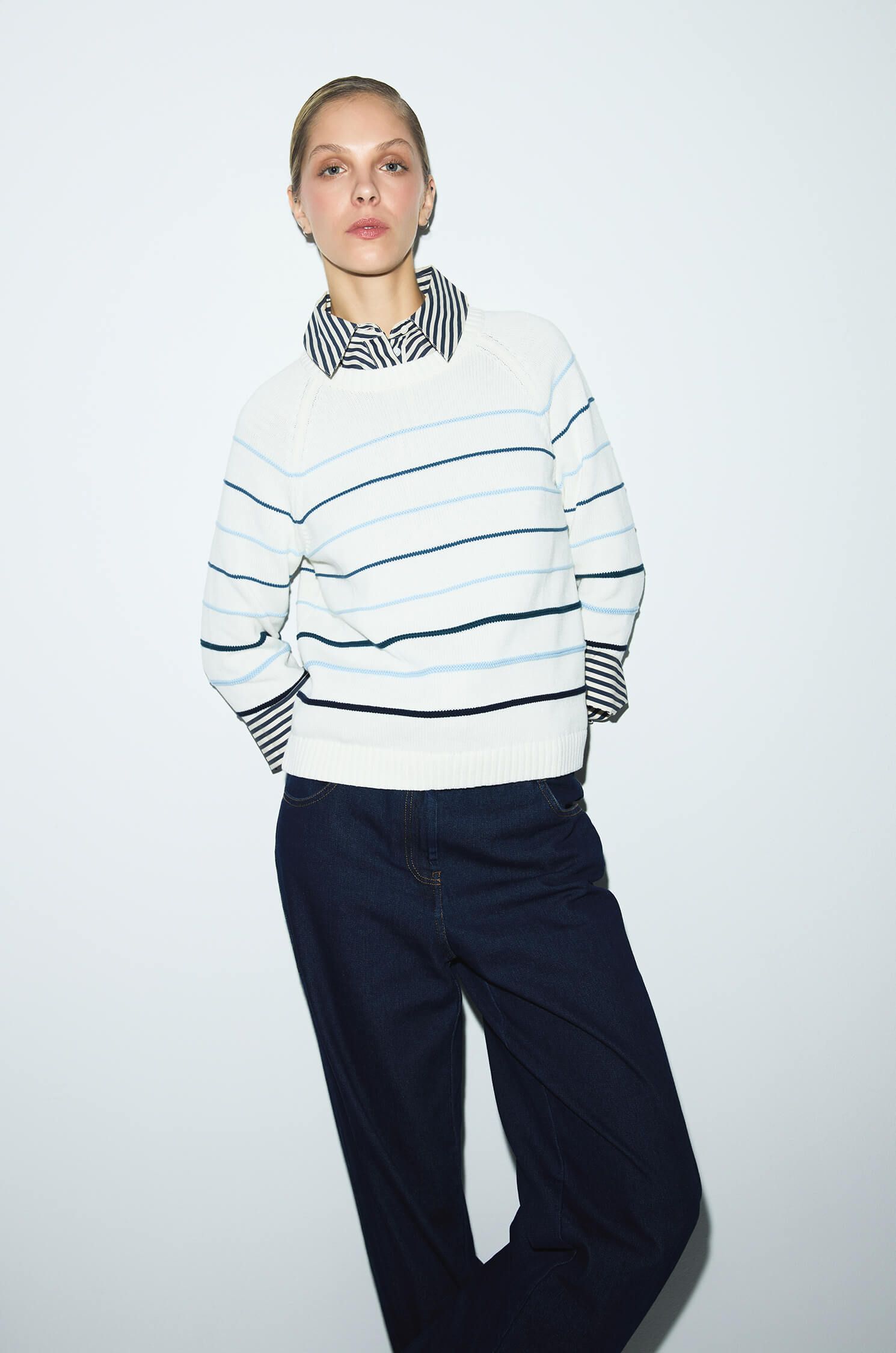 Bawełniany sweter z ozdobnym ściegiem Solar Obraz 3