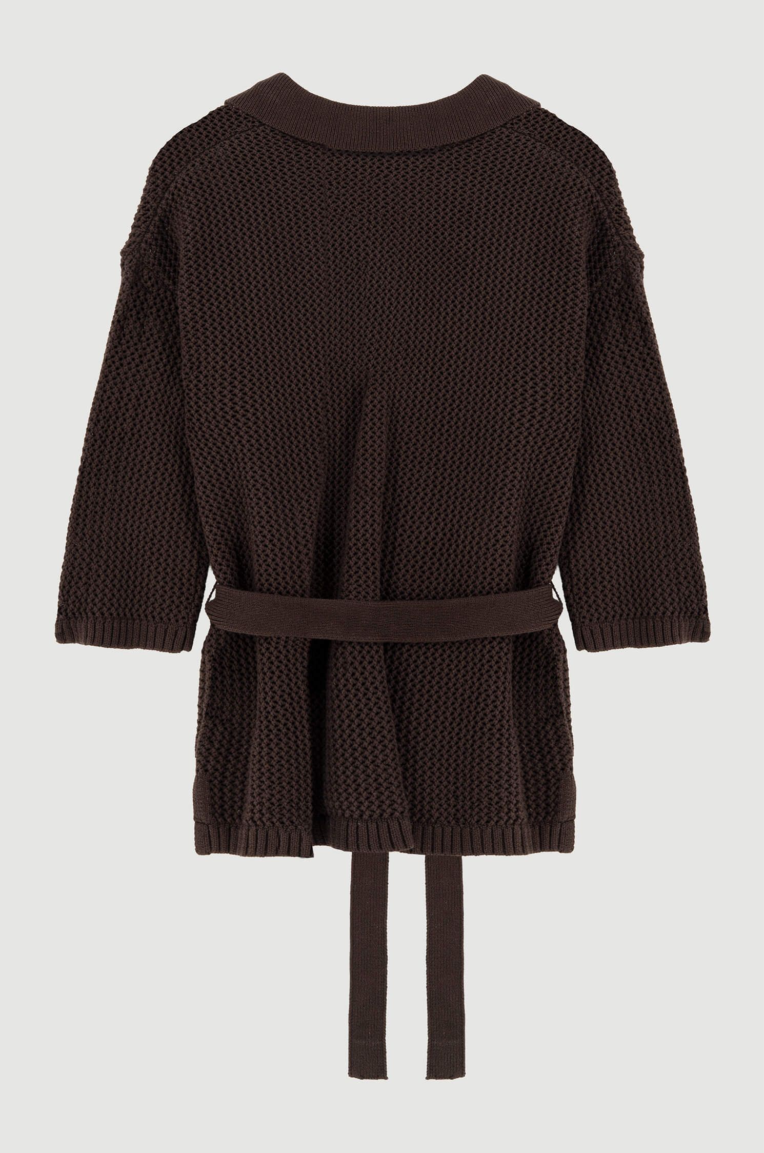 Bawełniany sweter ażurowy z paskiem Solar Obraz 5