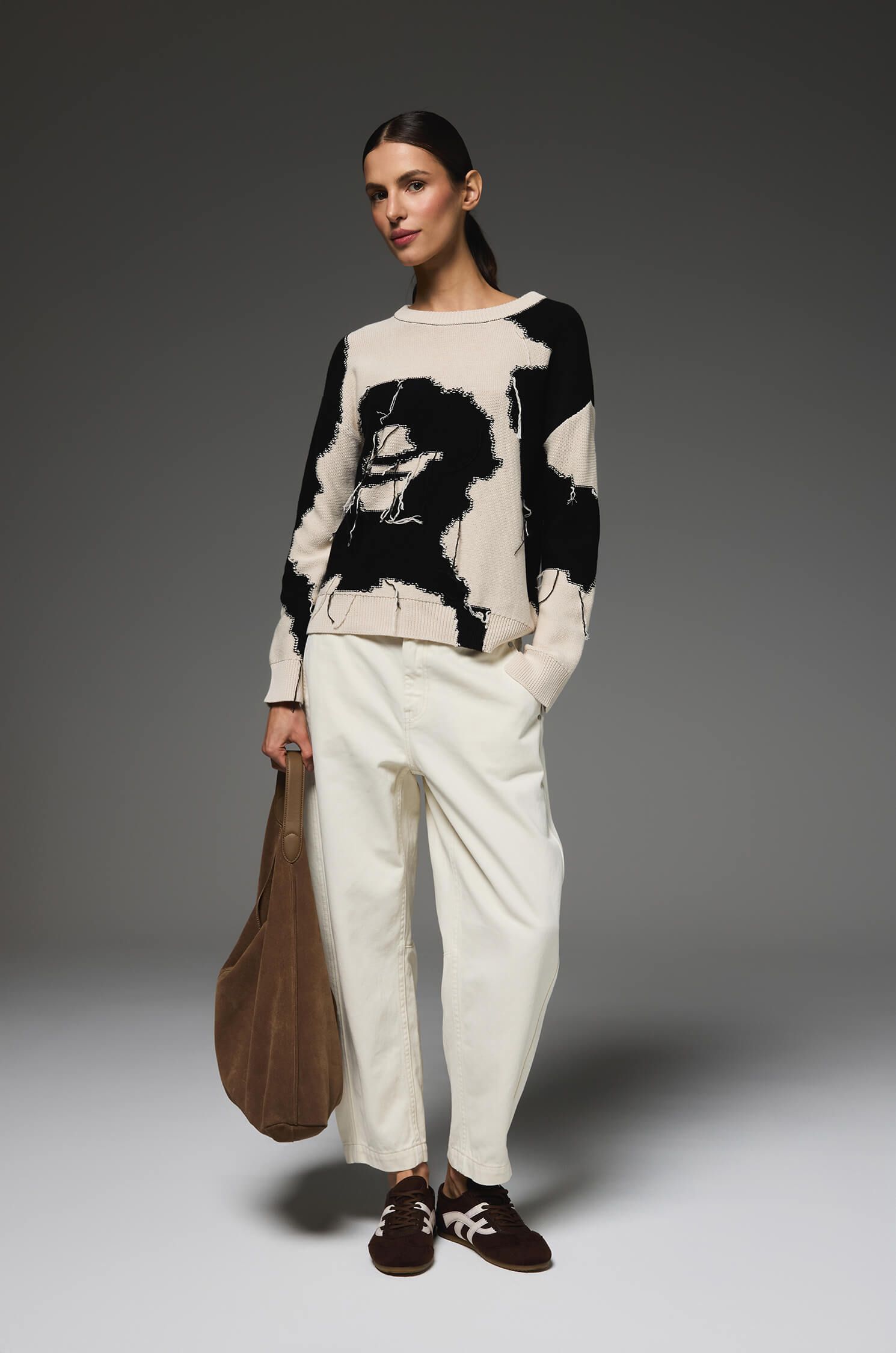 Sweter z kontrastowym wzorem autorskim Solar Obraz 1