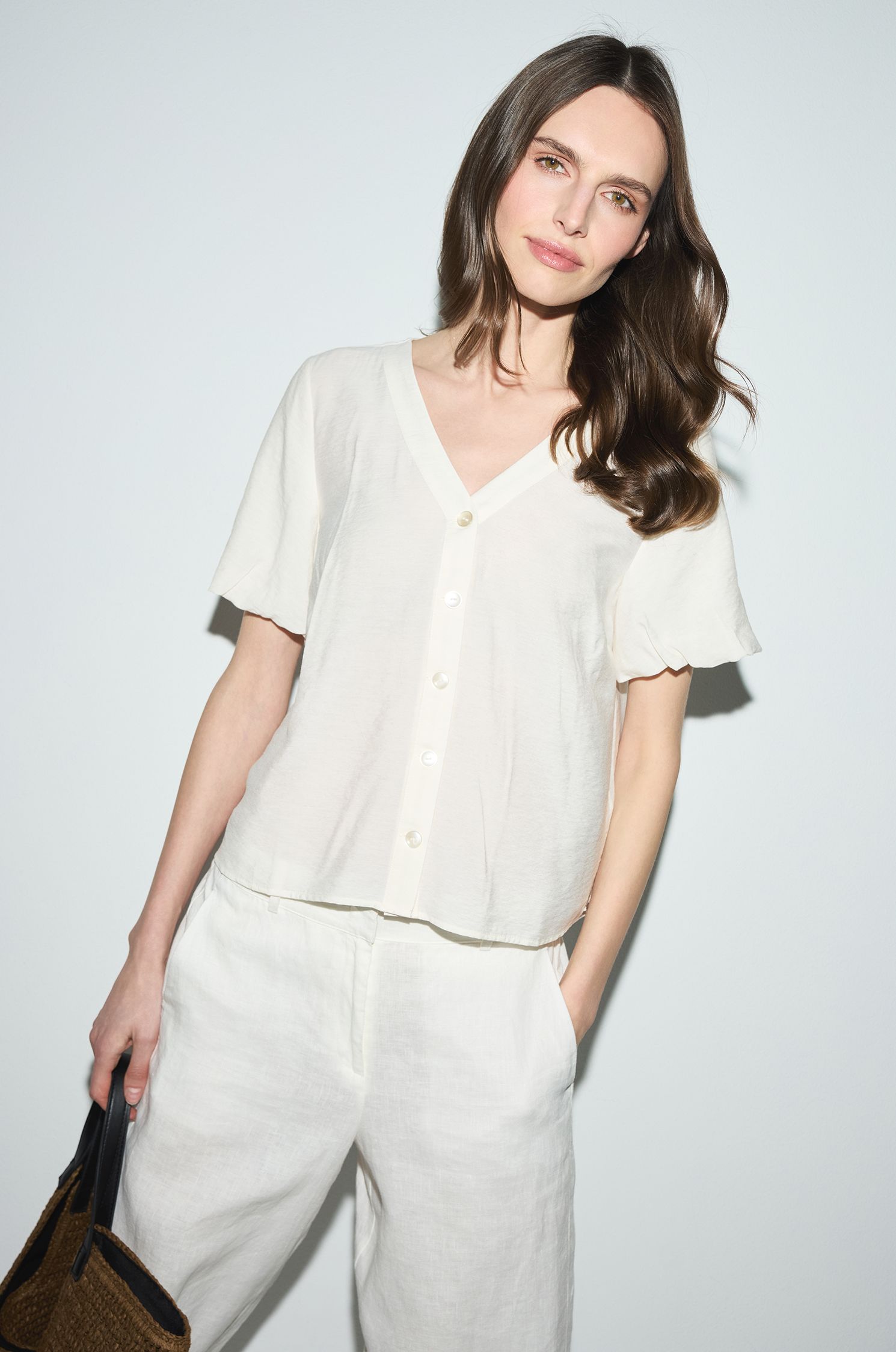 Koszula ecru zapinana na guziki Solar Obraz 1