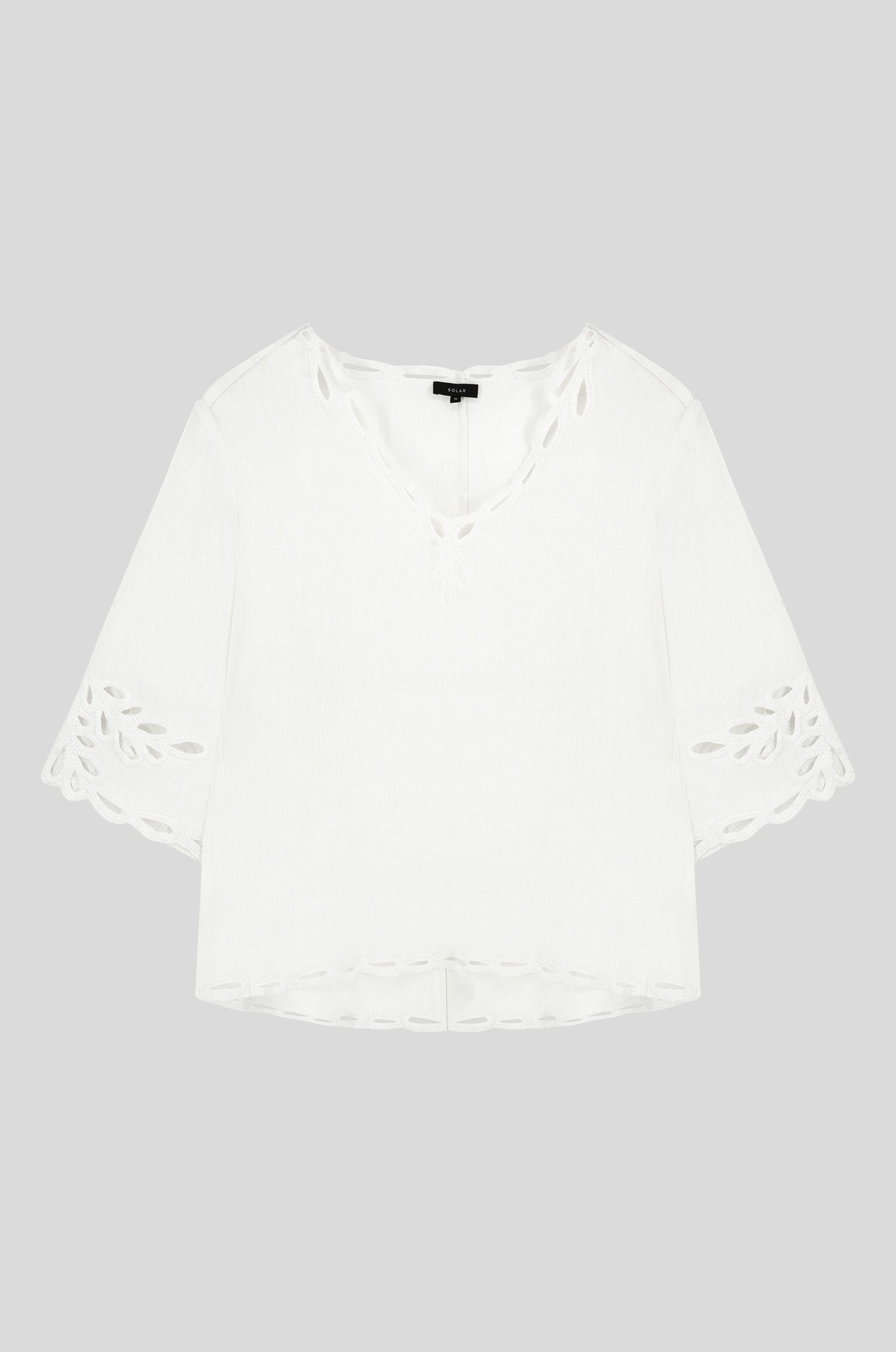 Lniana bluzka z ażurowym haftem Solar Obraz 3