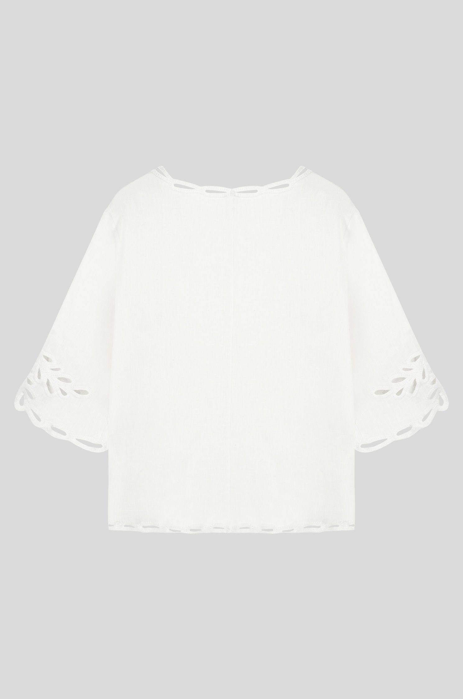 Lniana bluzka z ażurowym haftem Solar Obraz 4