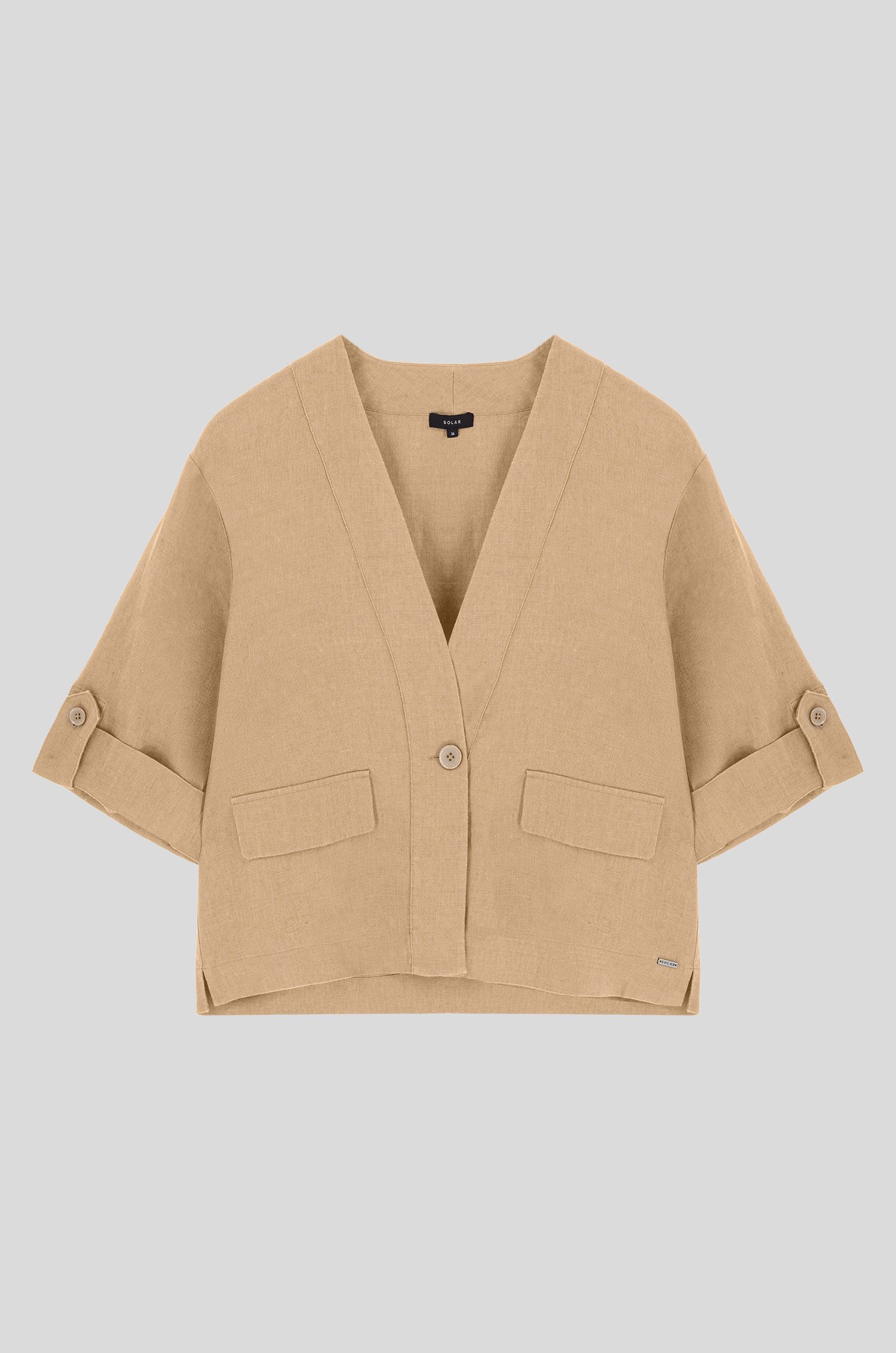 Lniany żakiet z rękawem 3/4 Solar Obraz 1