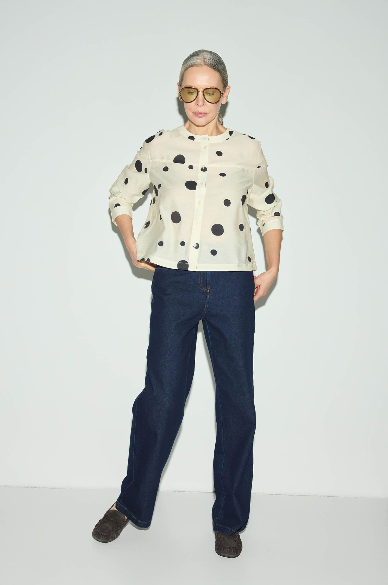 Wiskozowa koszula w grochy Solar Obraz 2