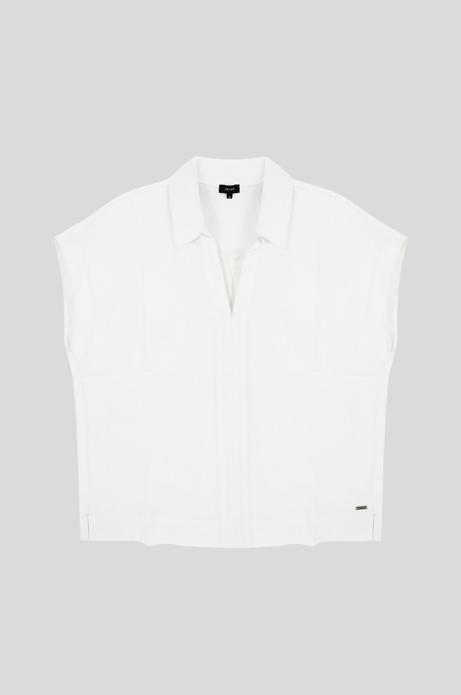 Lniana bluzka z dekoltem w v Solar Obraz 1