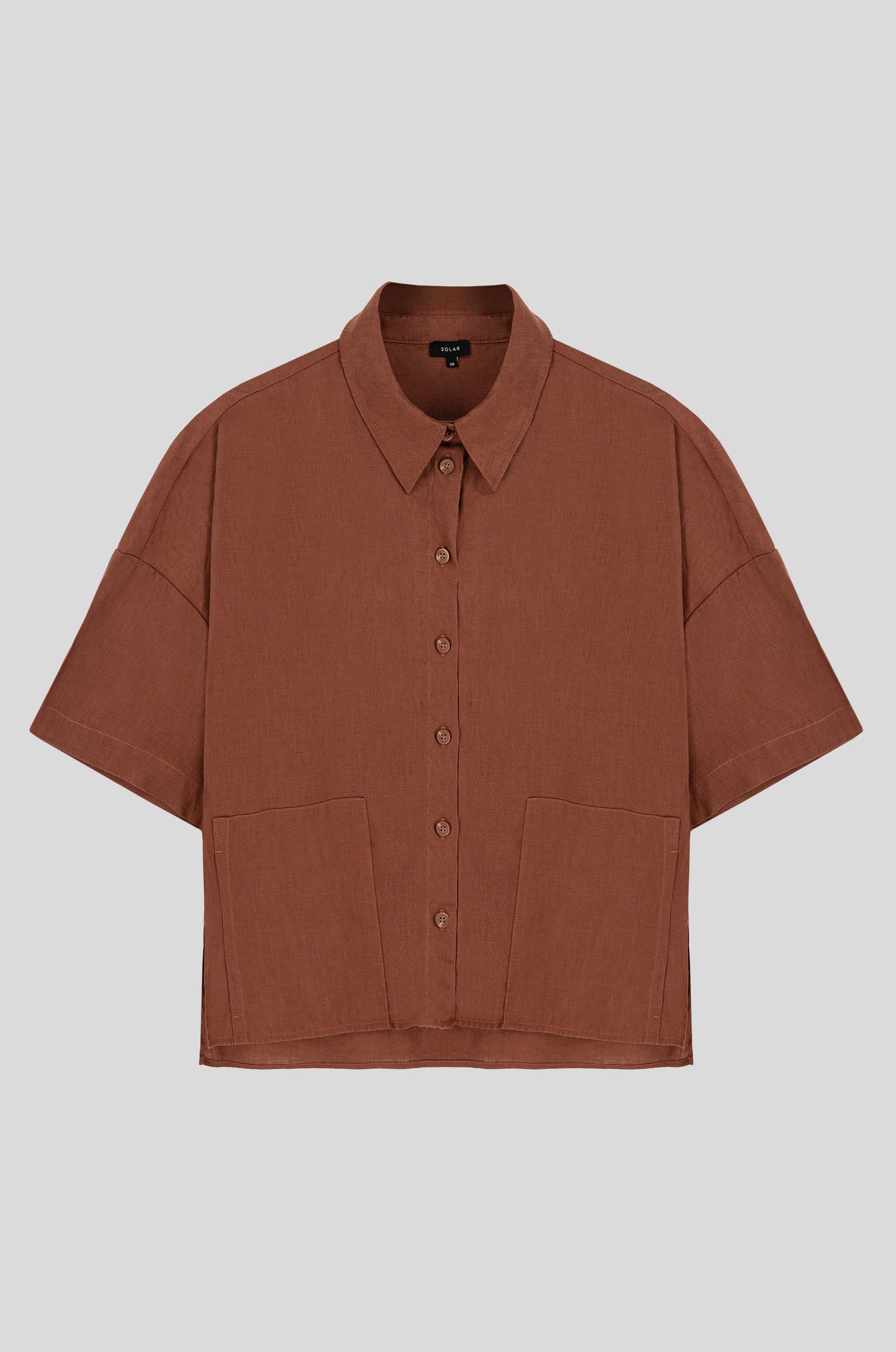 Brązowa koszula z lnu Solar Obraz 1