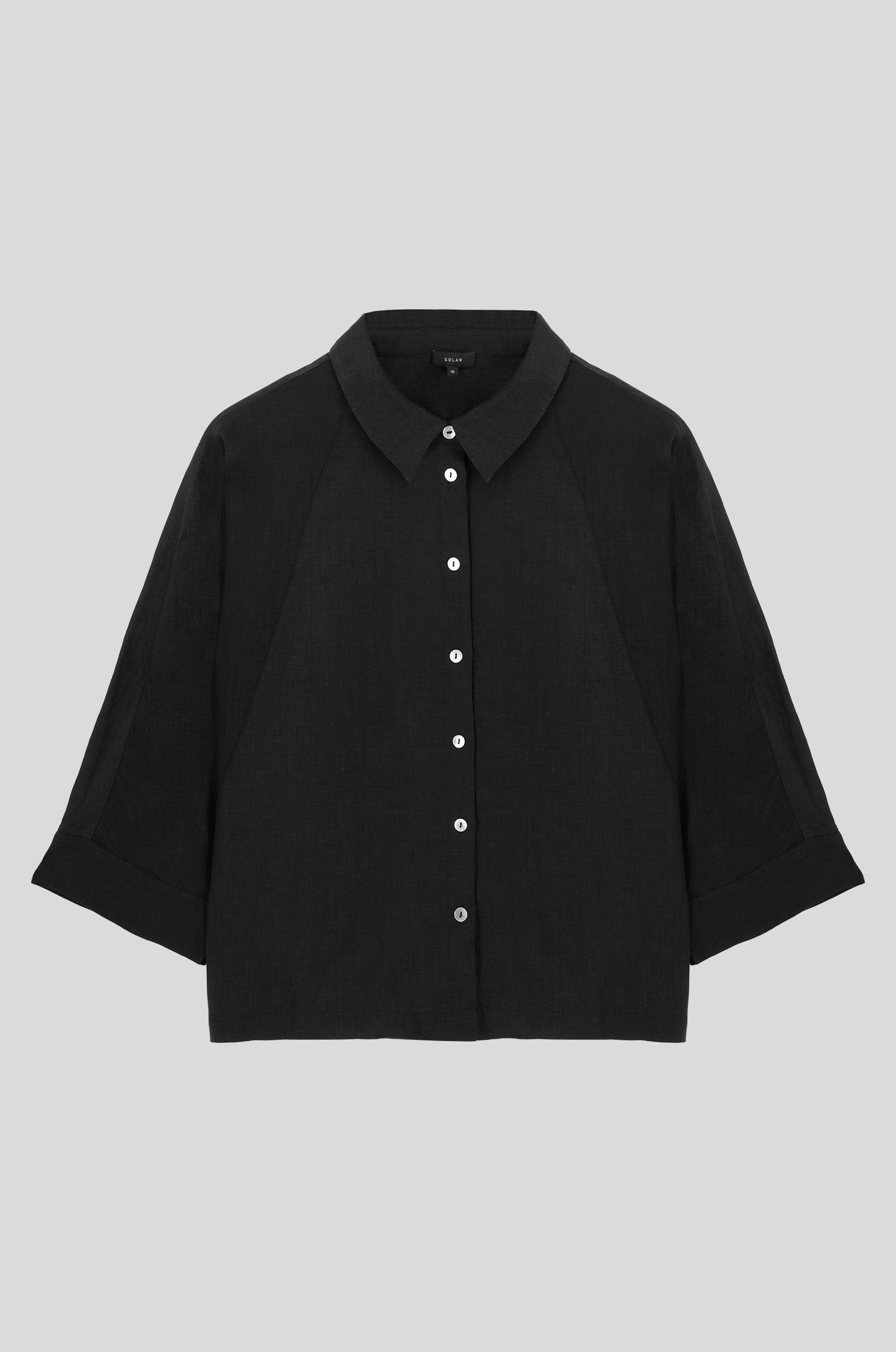 Czarna koszula z ramii i lnu Solar Obraz 1