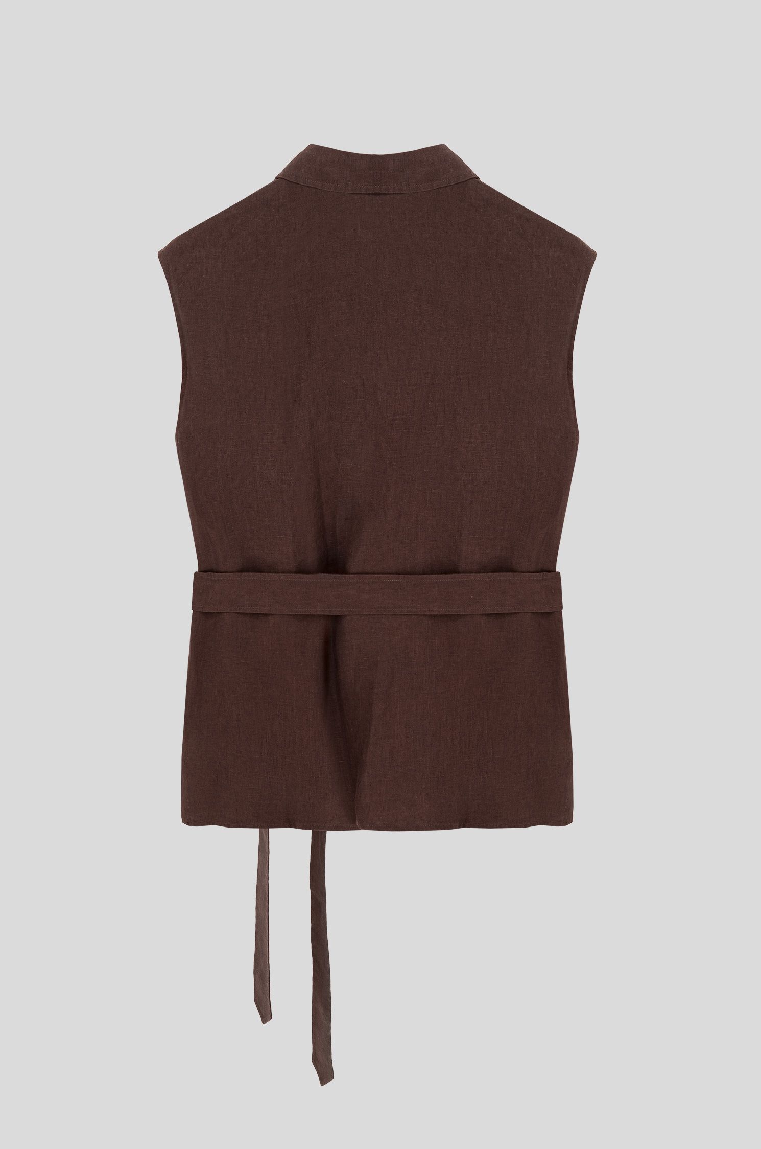 Brązowa koszula z lnu Solar Obraz 4