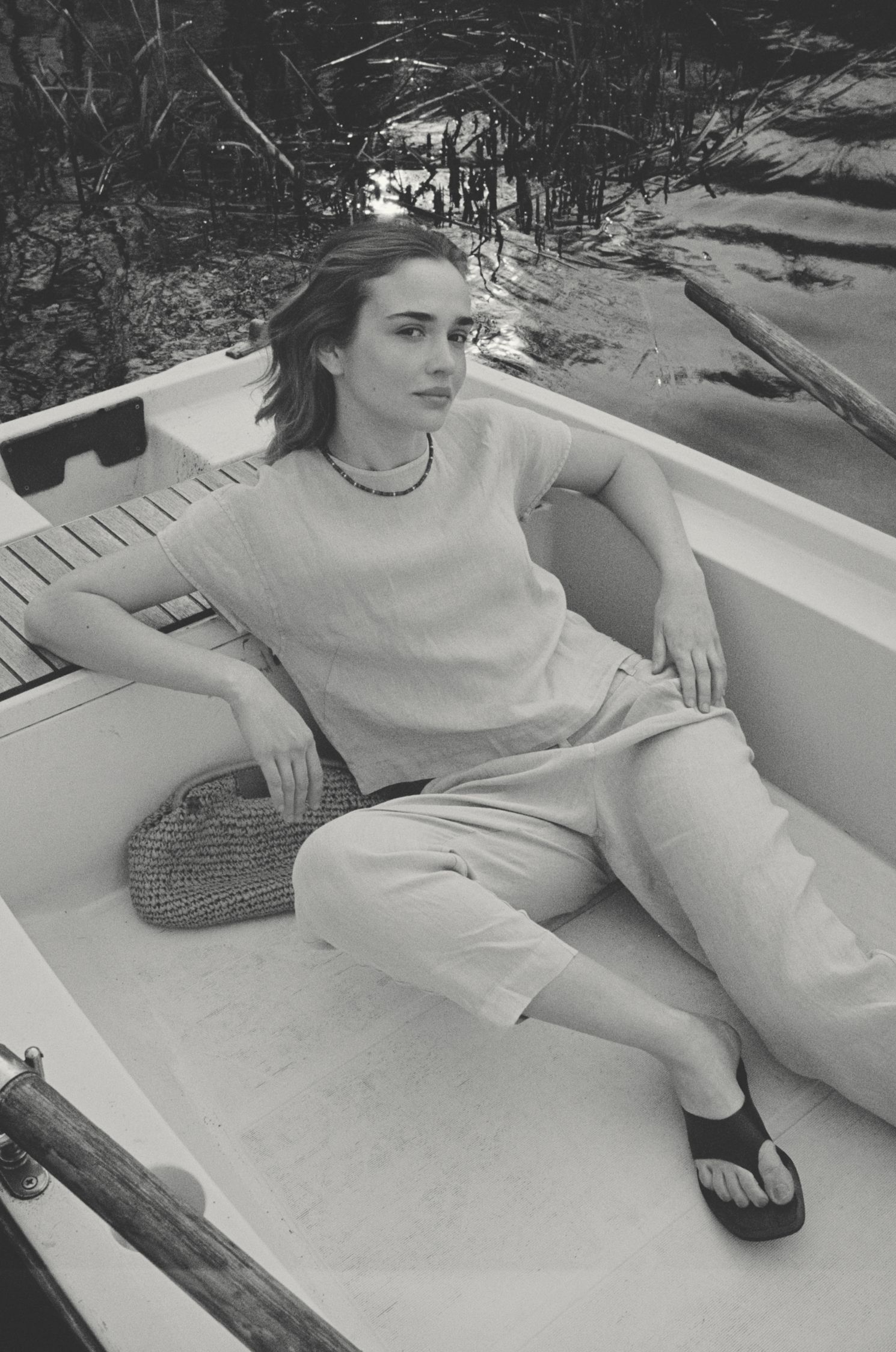 Lniane spodnie ze zwężaną nogawką Solar Obraz 2