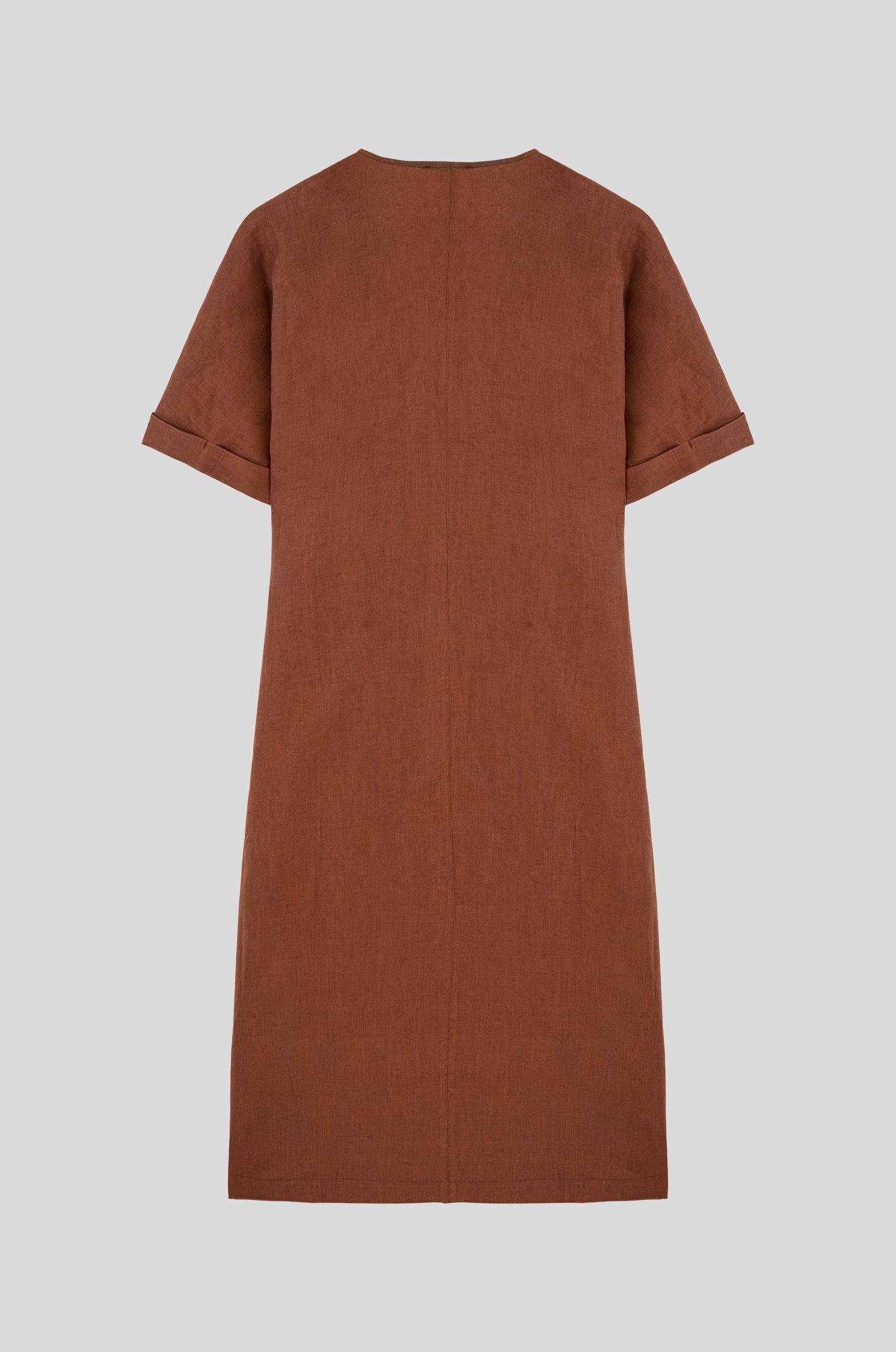 Kopertowa sukienka lnu Solar Obraz 4