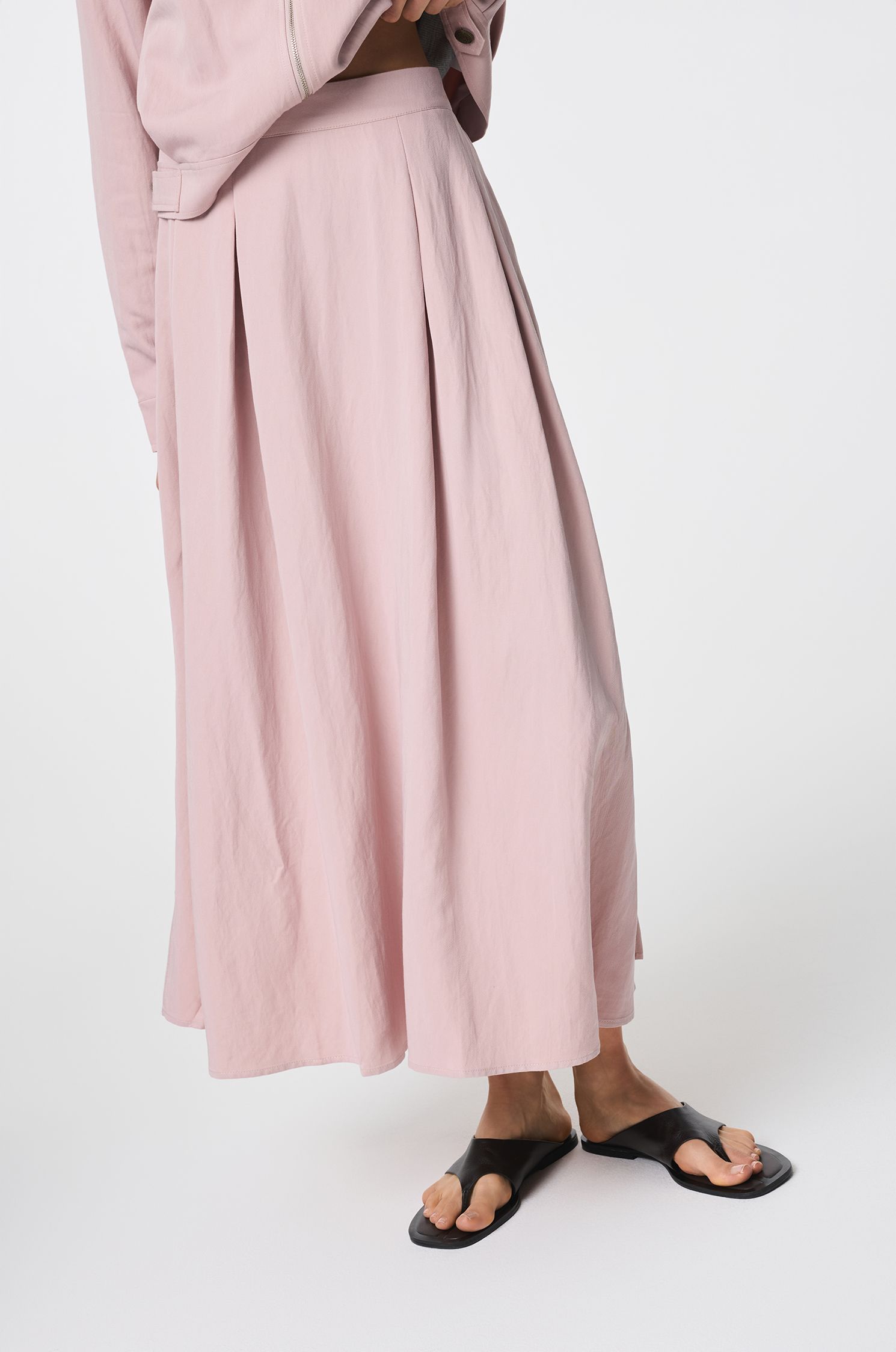 Spódnica midi z kreszowanego materiału Solar Obraz 2