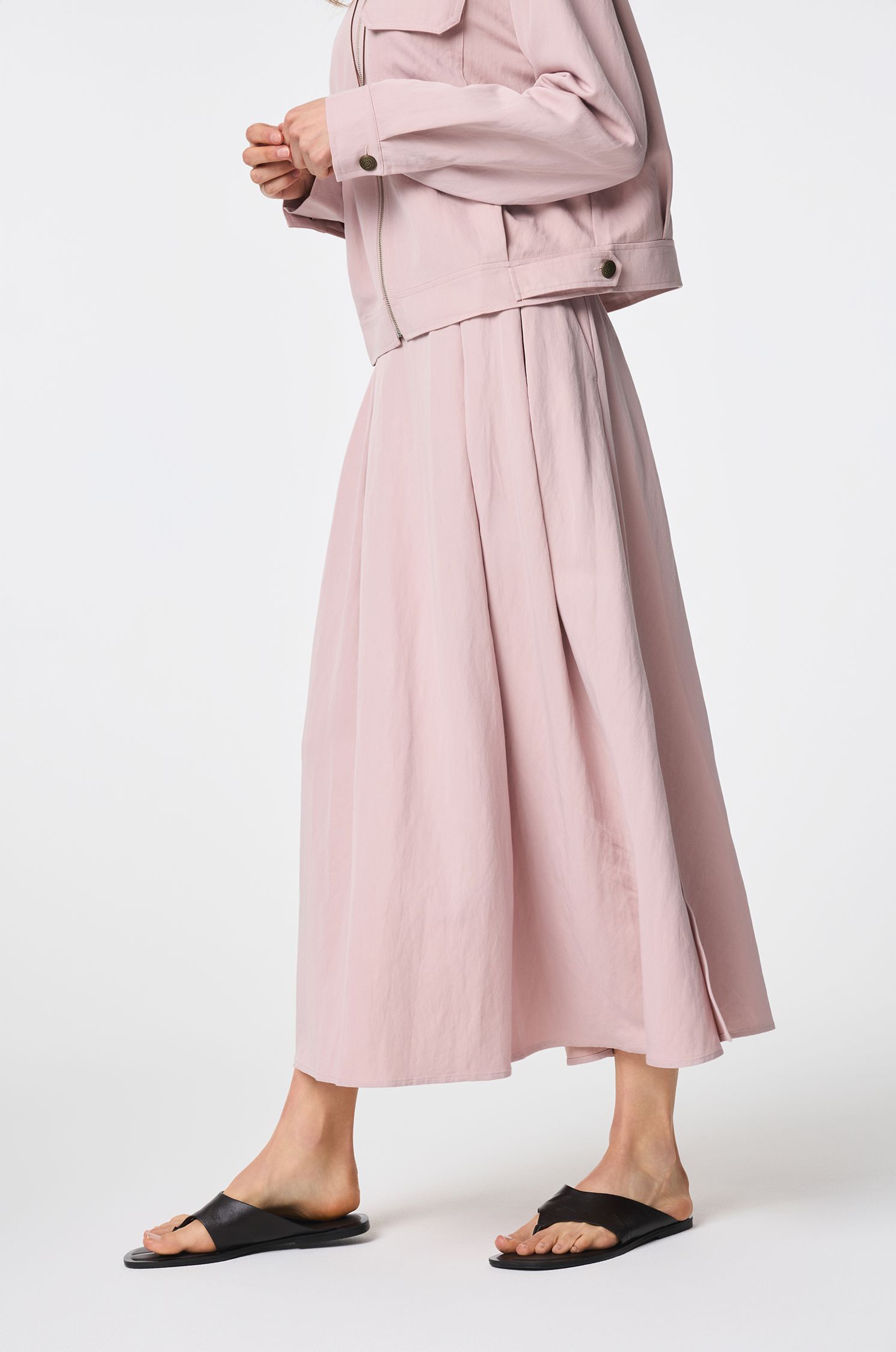 Spódnica midi z kreszowanego materiału Solar Obraz 3