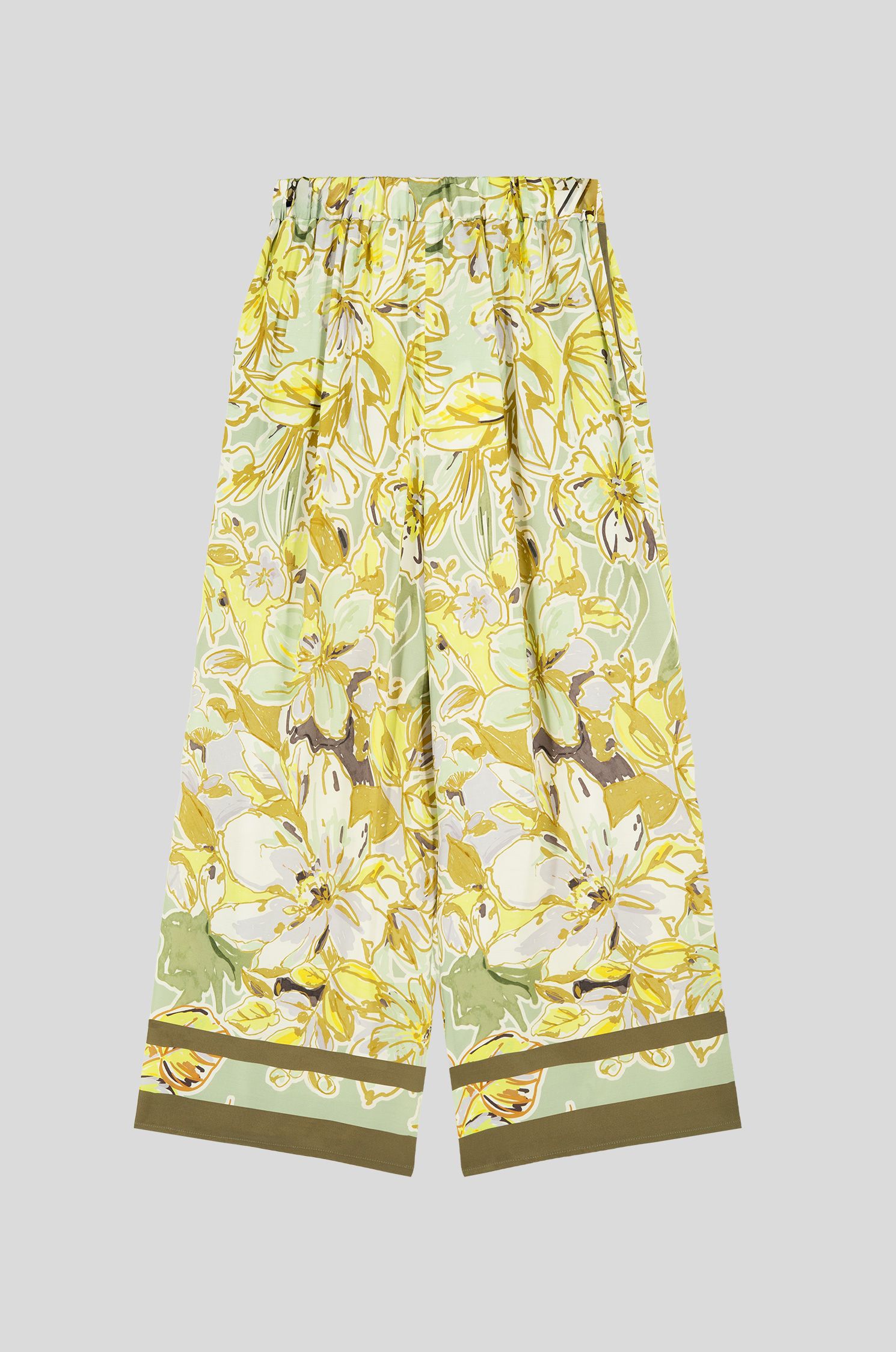 Spodnie wide leg z florystycznym printem Solar Obraz 5
