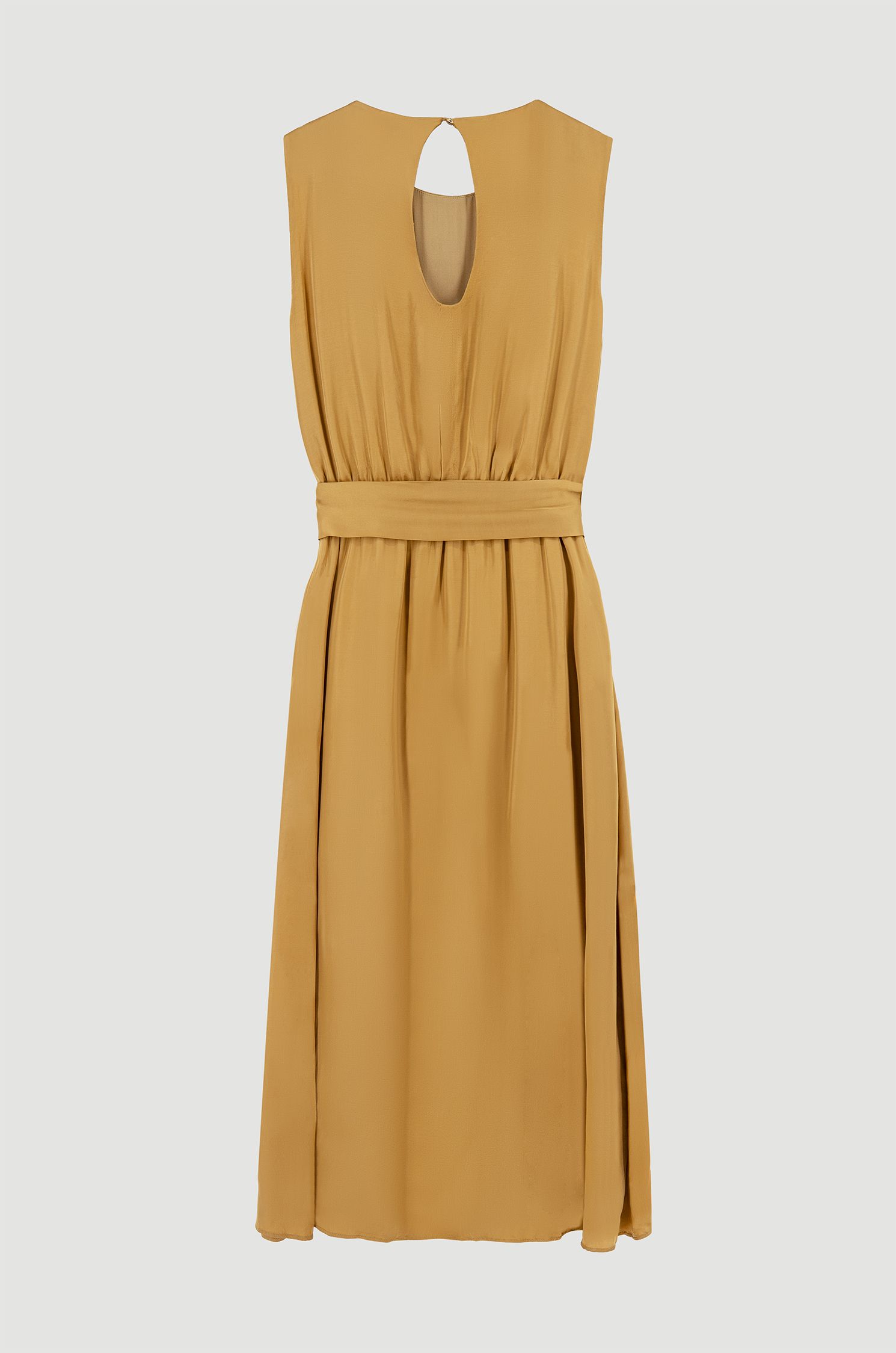 Złota sukienka midi z wiskozy Solar Obraz 5