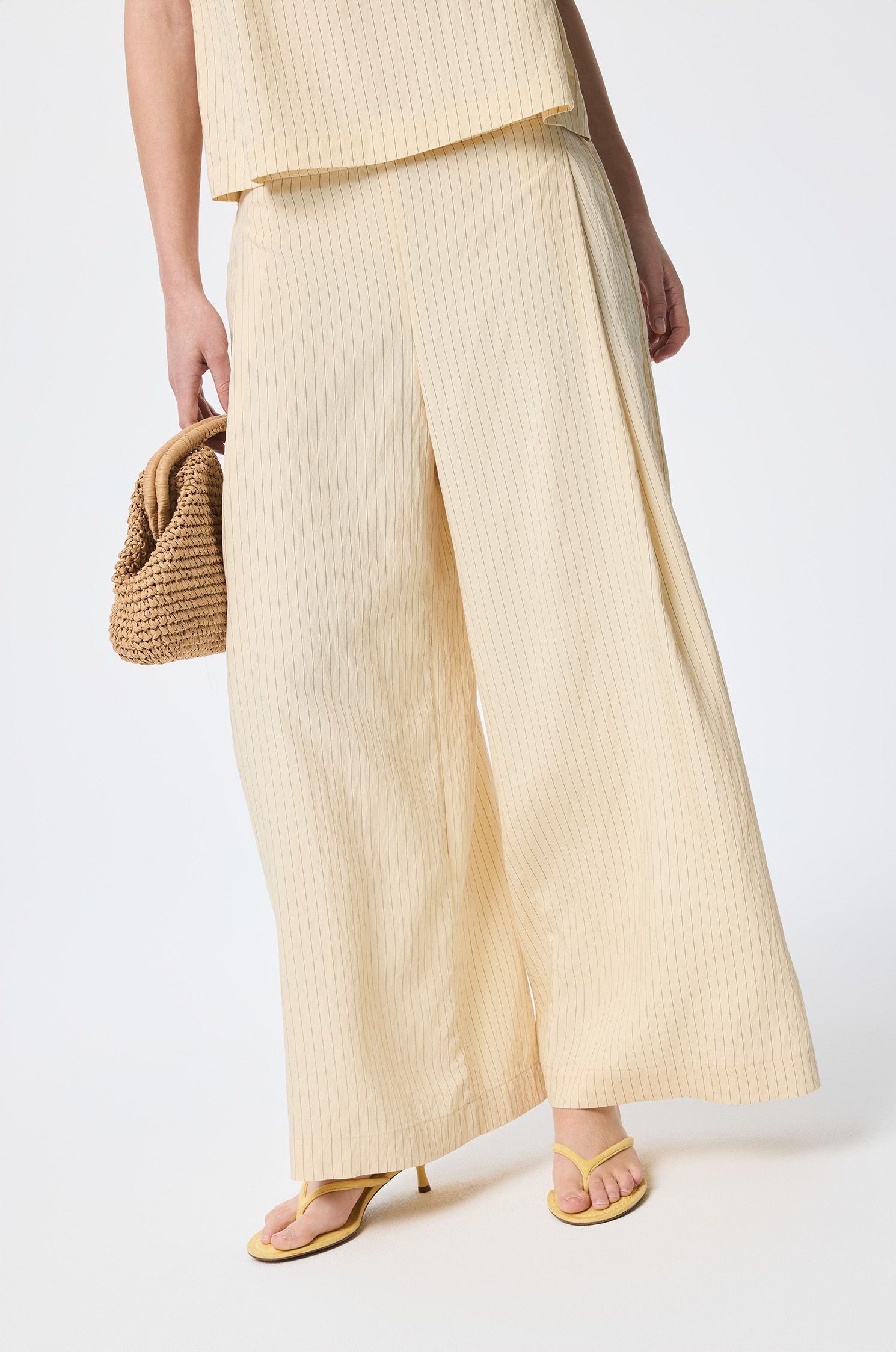 Jasnożółte spodnie w prążek Solar Obraz 2