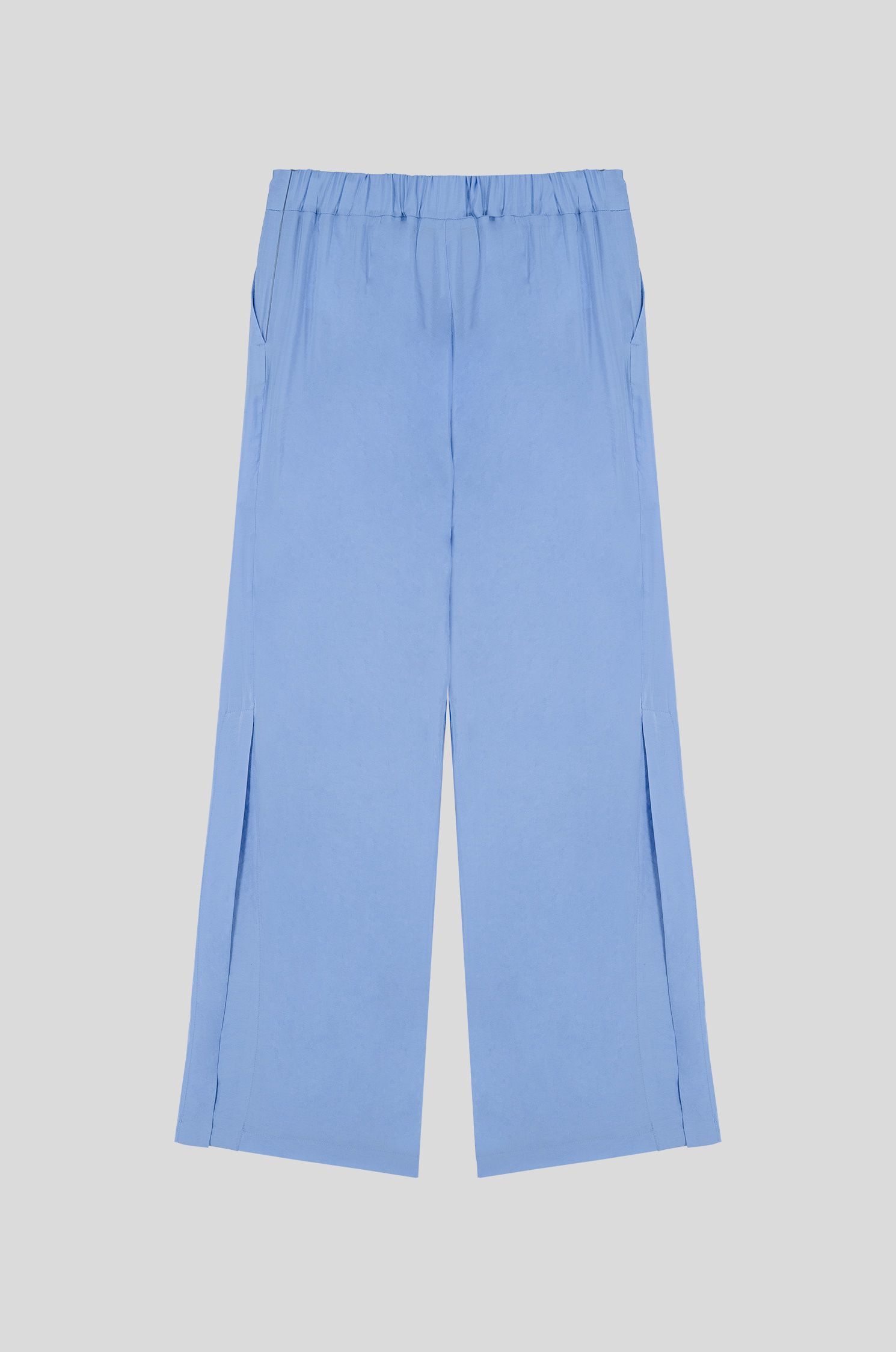 Błękitne spodnie z szeroką nogawką Solar Obraz 5