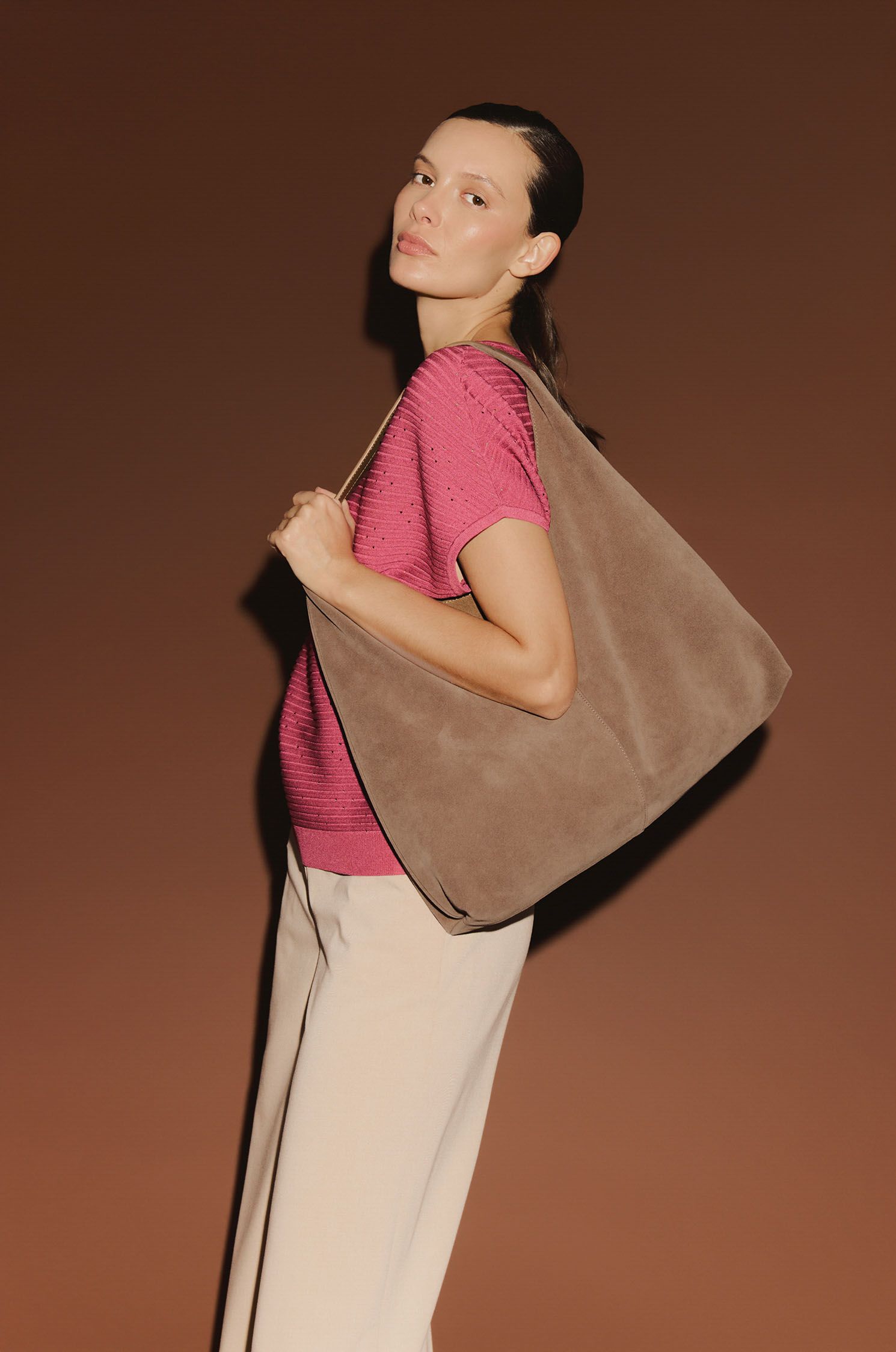 Brązowa skórzana torba typu shopper Solar Obraz 2