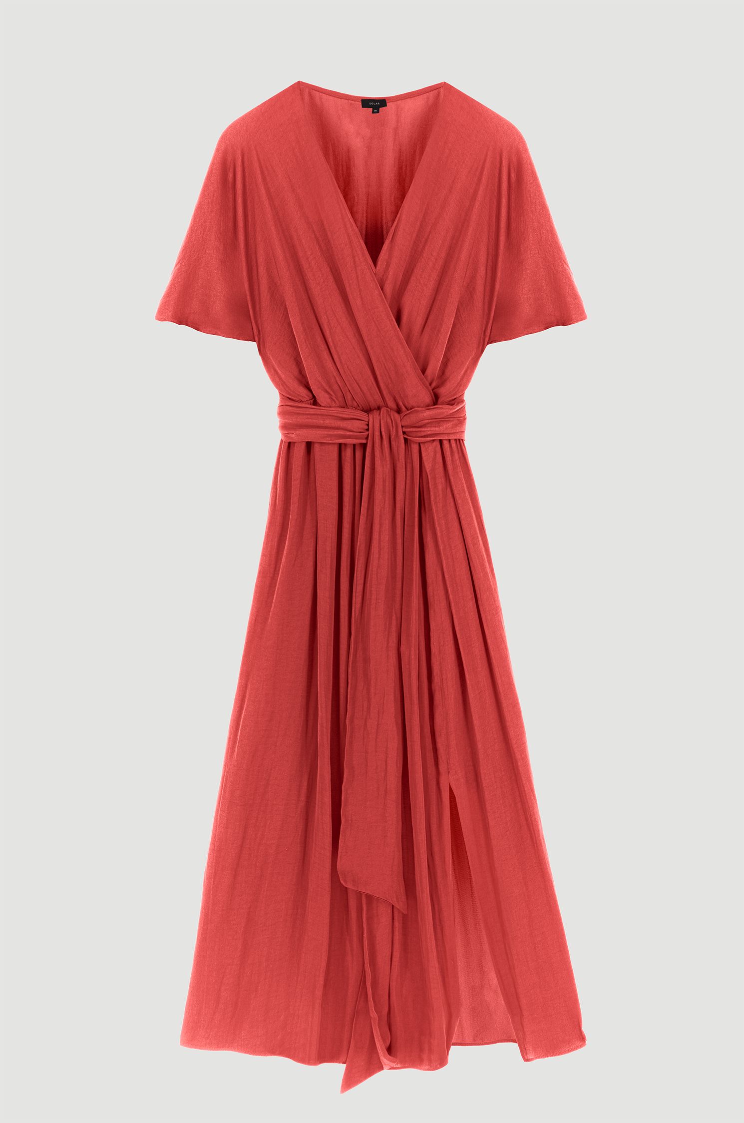 Satynowa sukienka midi w kolorze terakota Solar Obraz 4