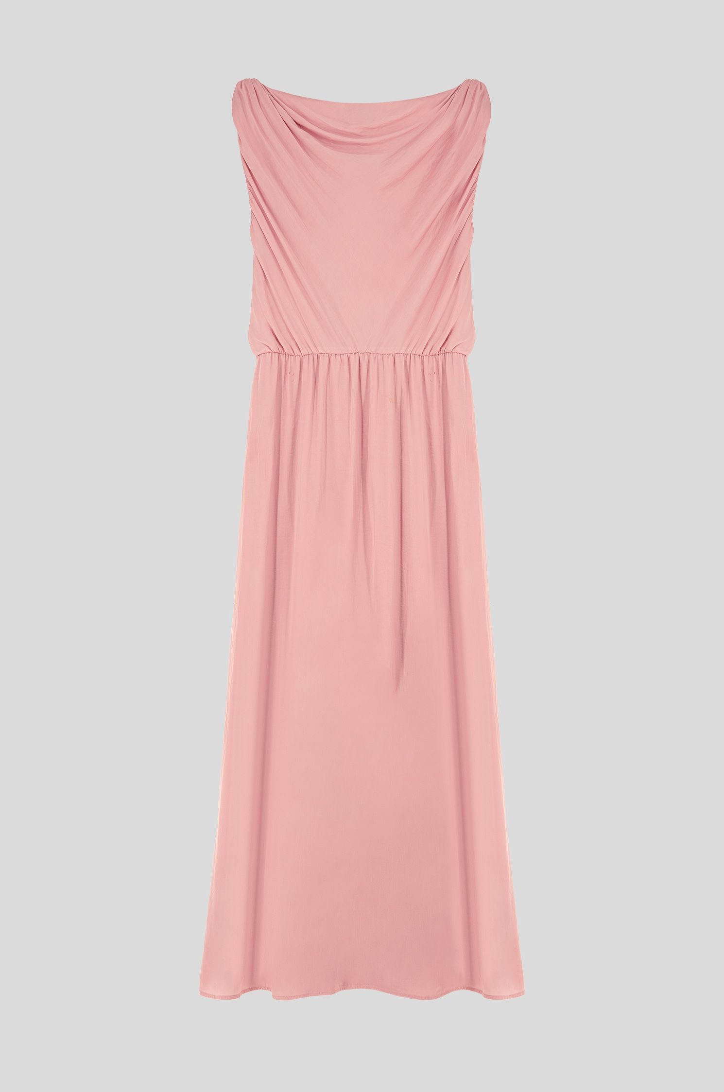 Pudroworóżowa sukienka maxi z falbaną Solar Obraz 5
