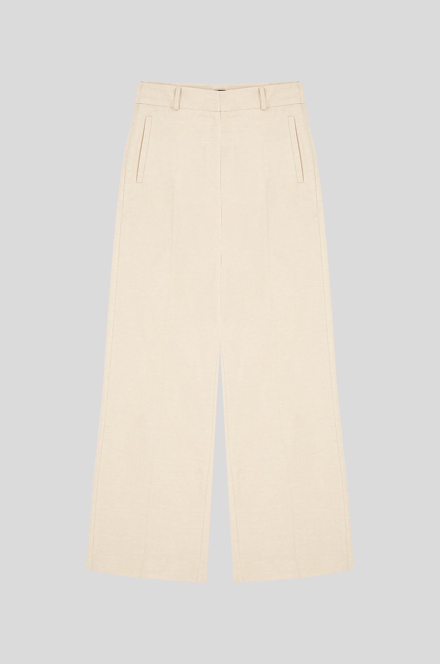 Beżowe spodnie z rozszerzaną nogawką Solar Obraz 3