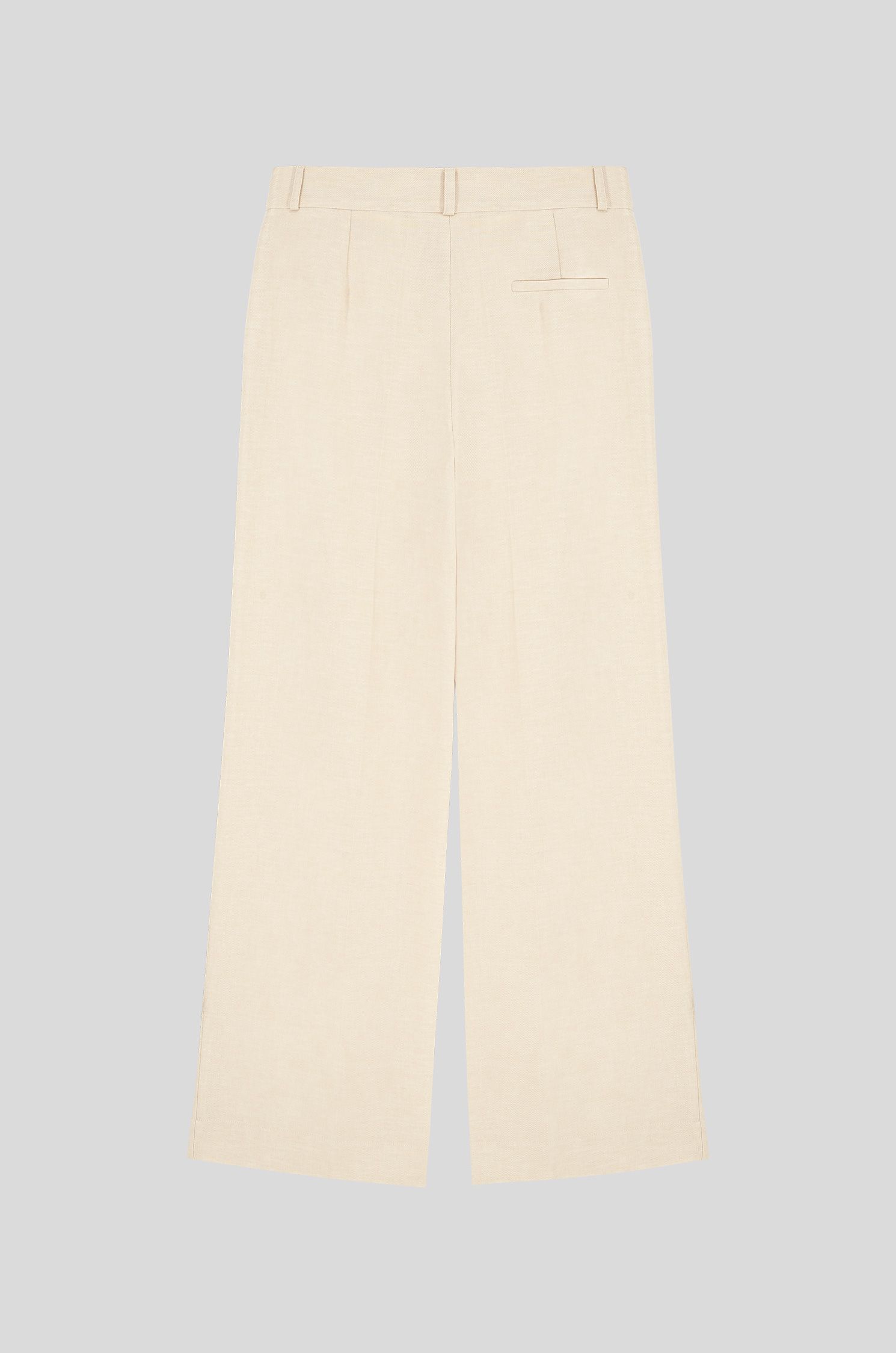 Beżowe spodnie z rozszerzaną nogawką Solar Obraz 4