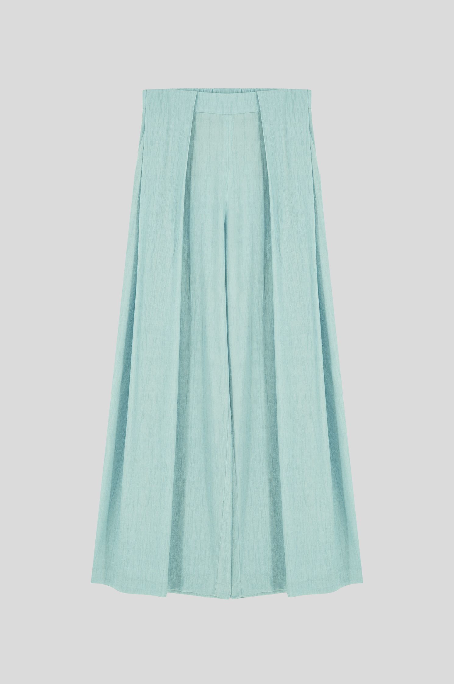 Błękitne spodnie z szeroką nogawką Solar Obraz 3