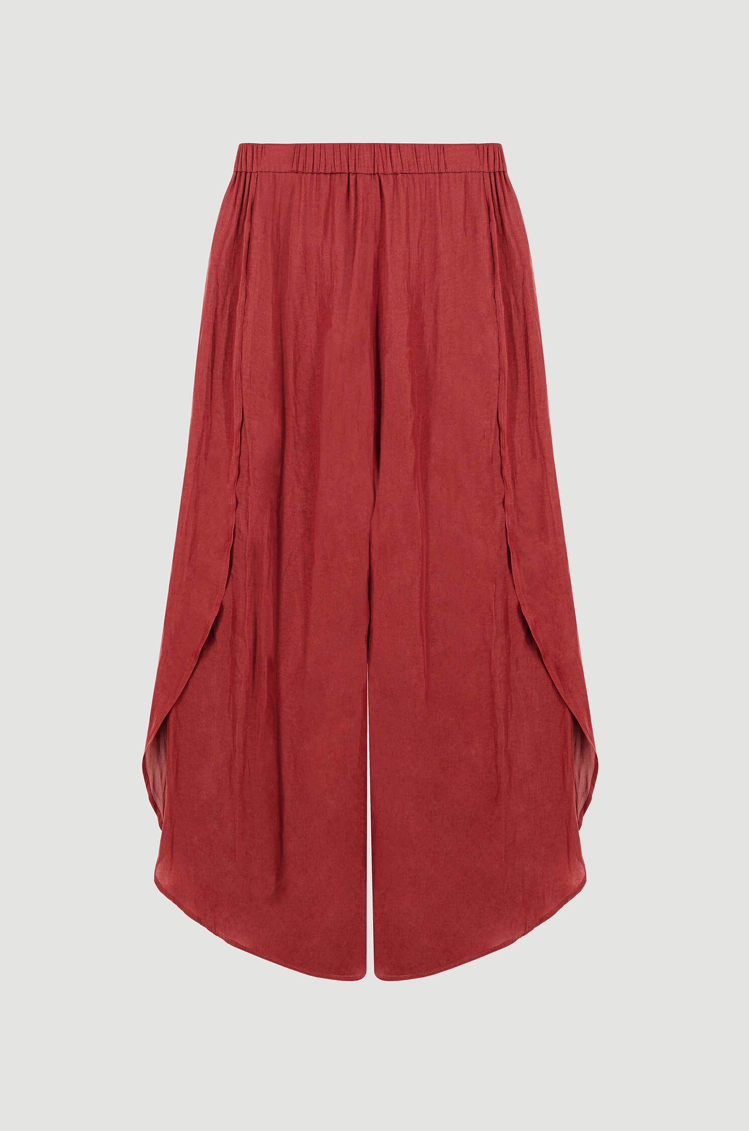 Terakotowe spodnie o asymetrycznym kroju Solar Obraz 3