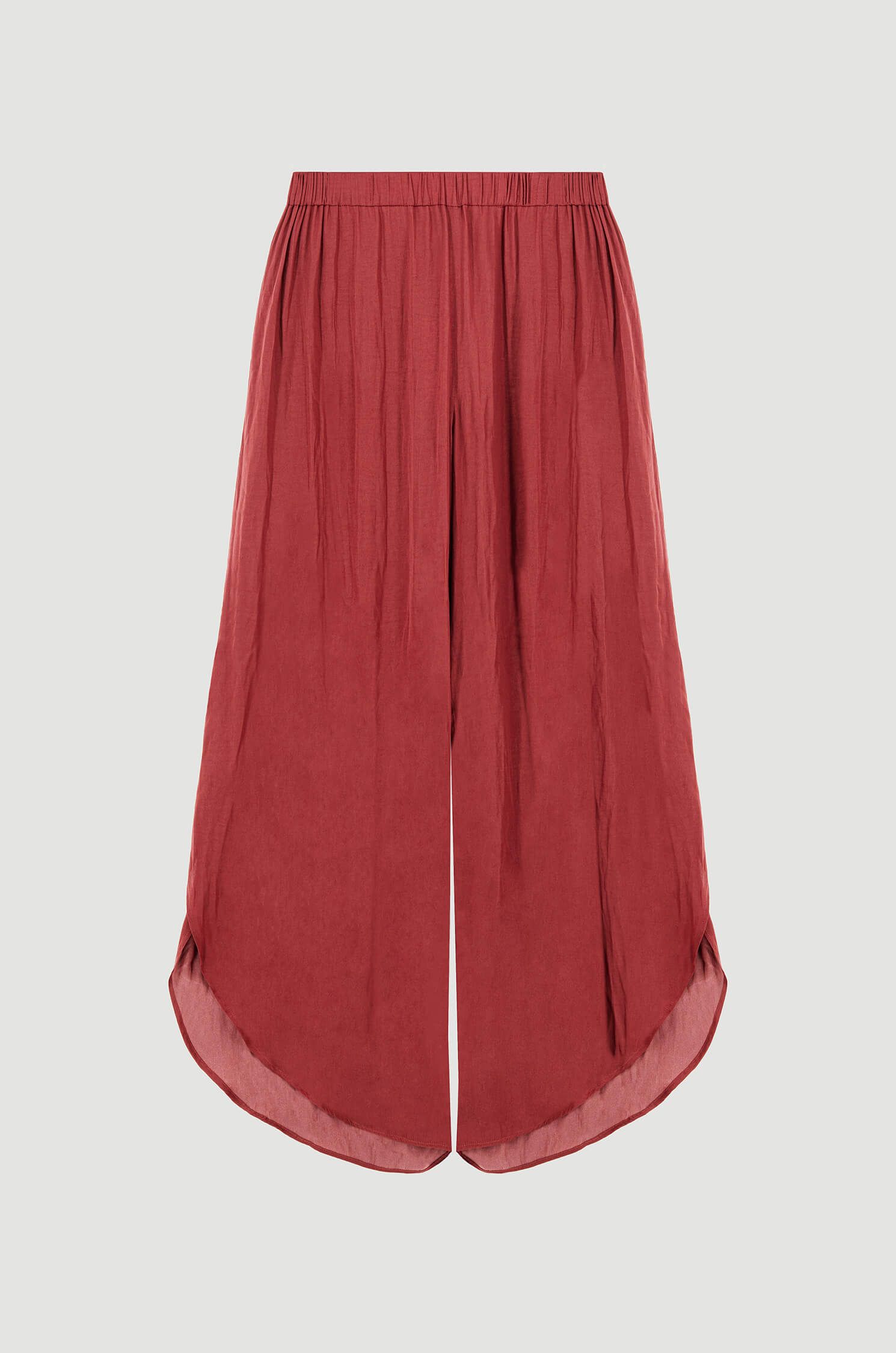 Terakotowe spodnie o asymetrycznym kroju Solar Obraz 4