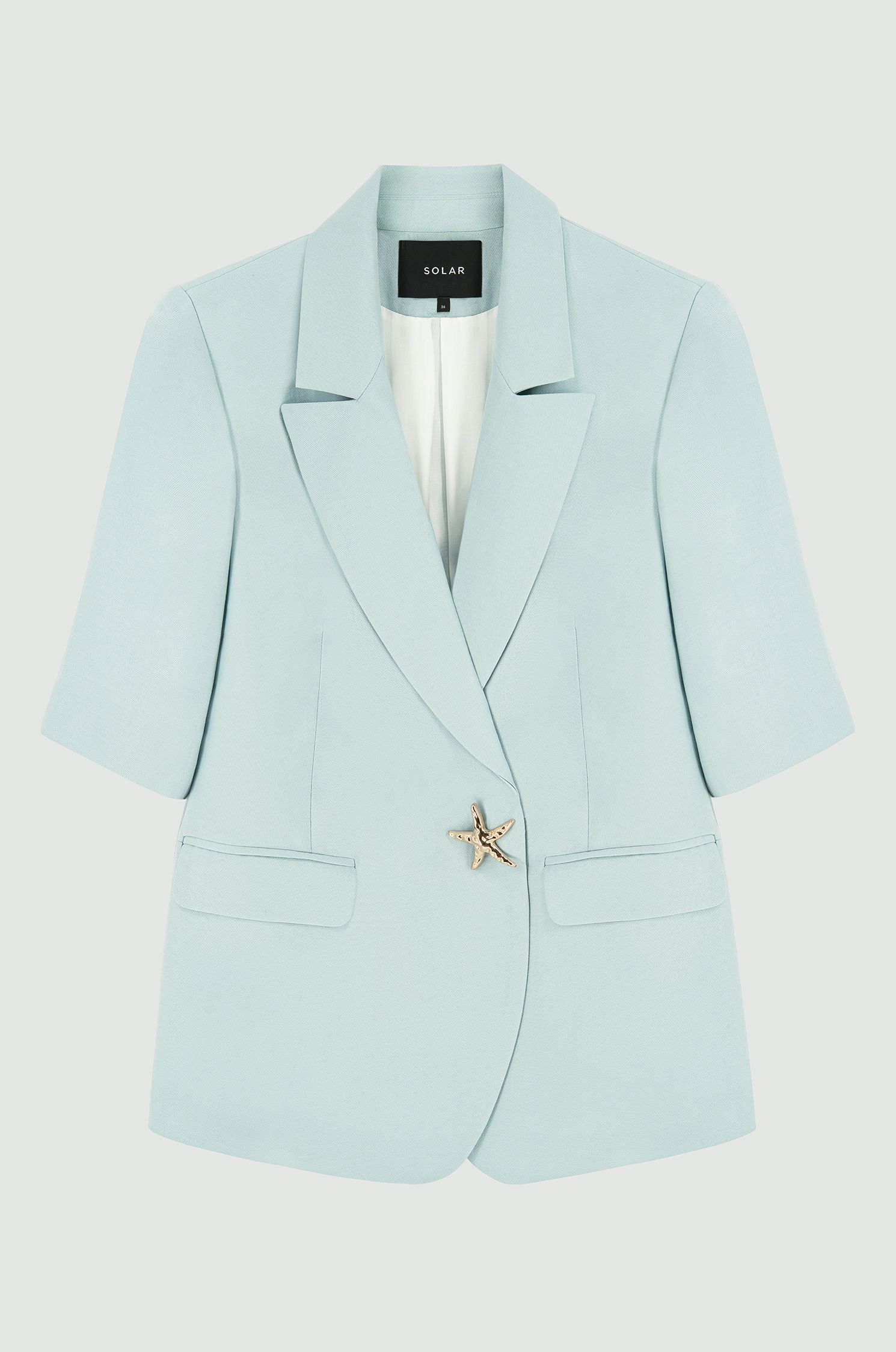 Błękitna marynarka z krótkim rękawem Solar Obraz 4