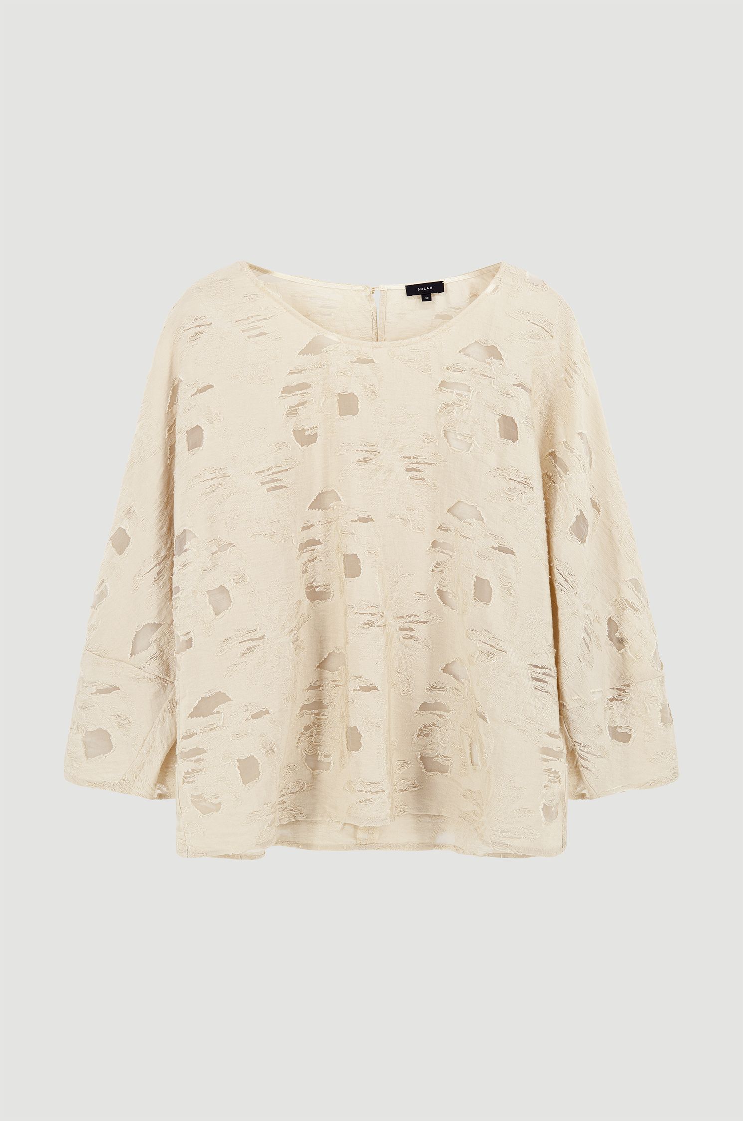 Żakardowa bluzka w kolorze ecru Solar Obraz 5